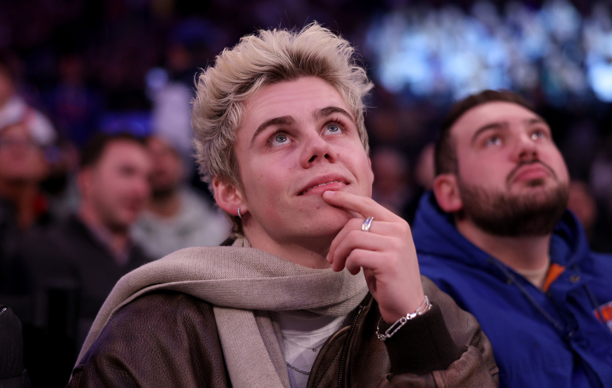 The Kid Laroi at Madison Square Garden watching a NBA game. Photo credit: Elsa/Getty Images