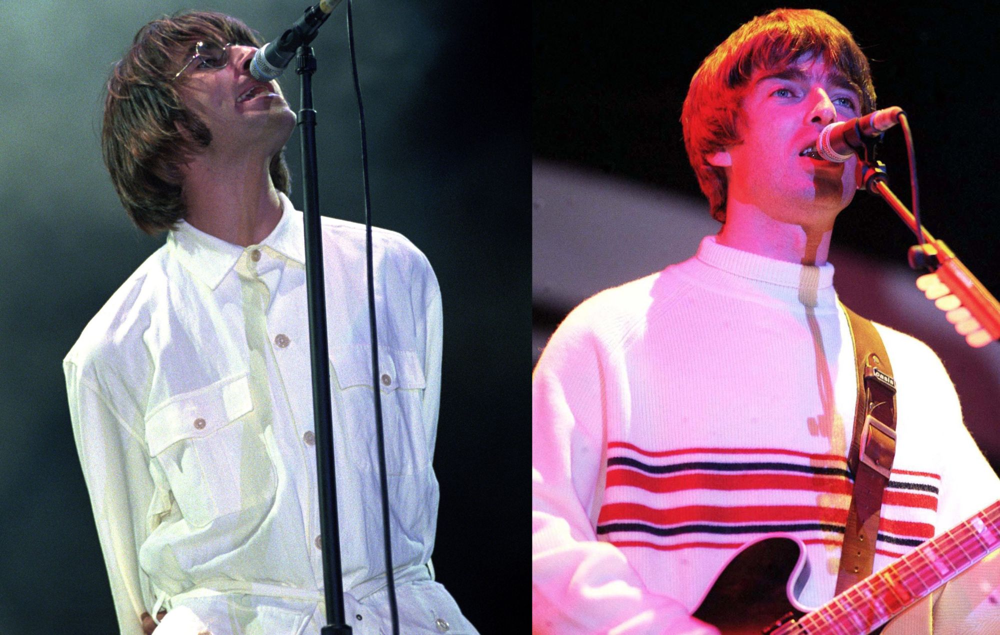 Liam and Noel Gallagher at Knebworth, 1996