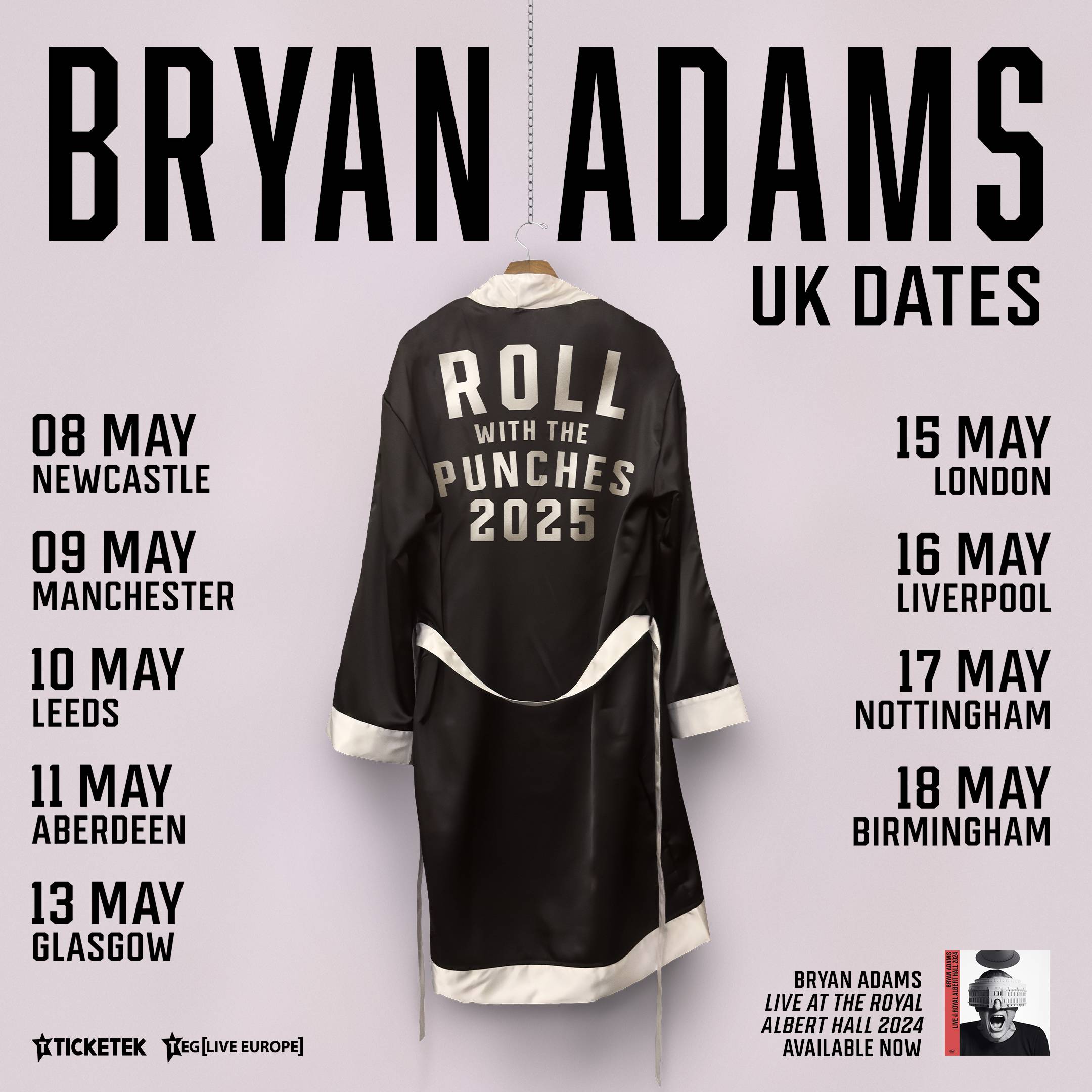 Bryan Adams' 2025 UK arena tour