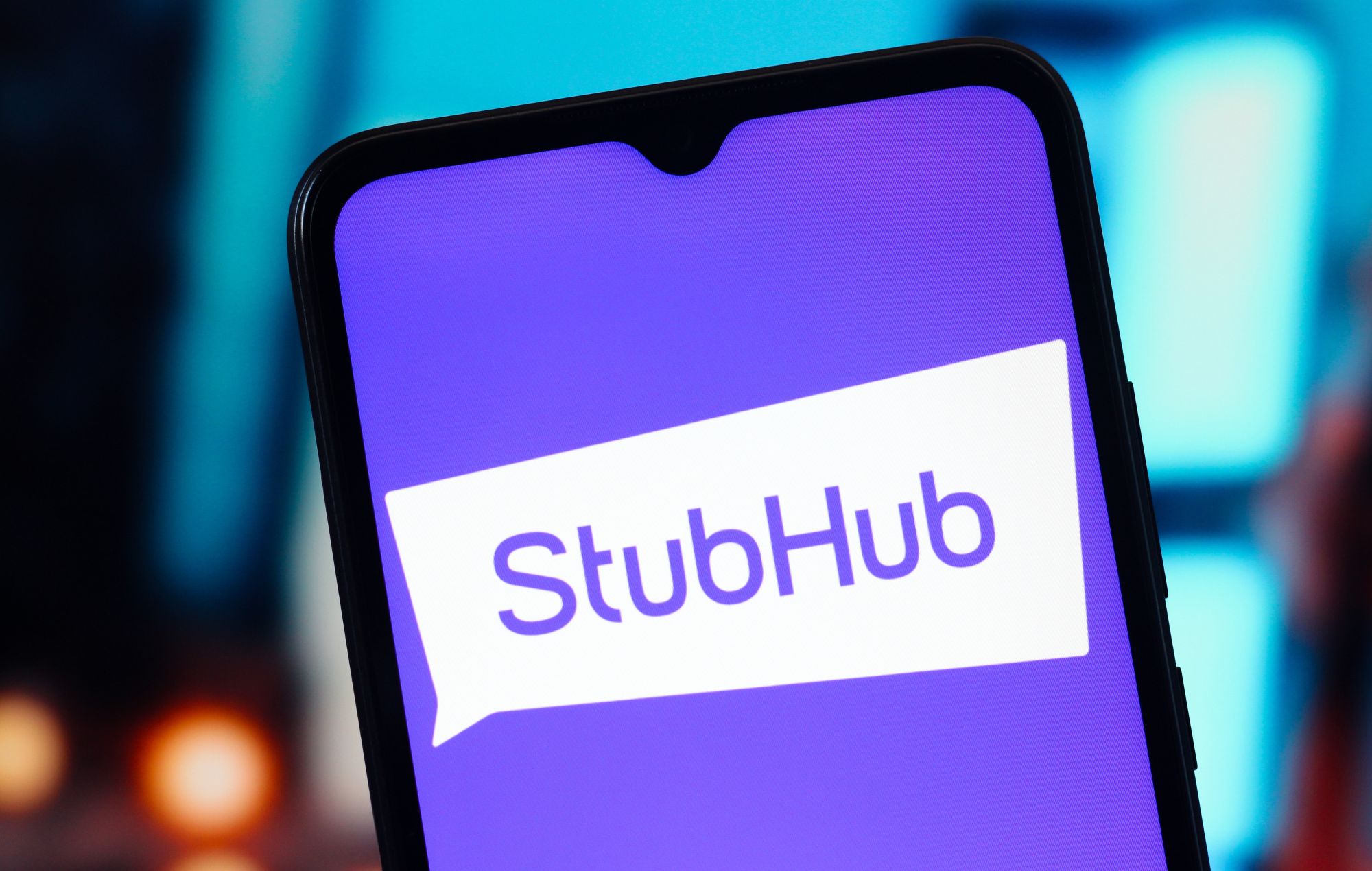 StubHub logo displayed on a smartphone screen