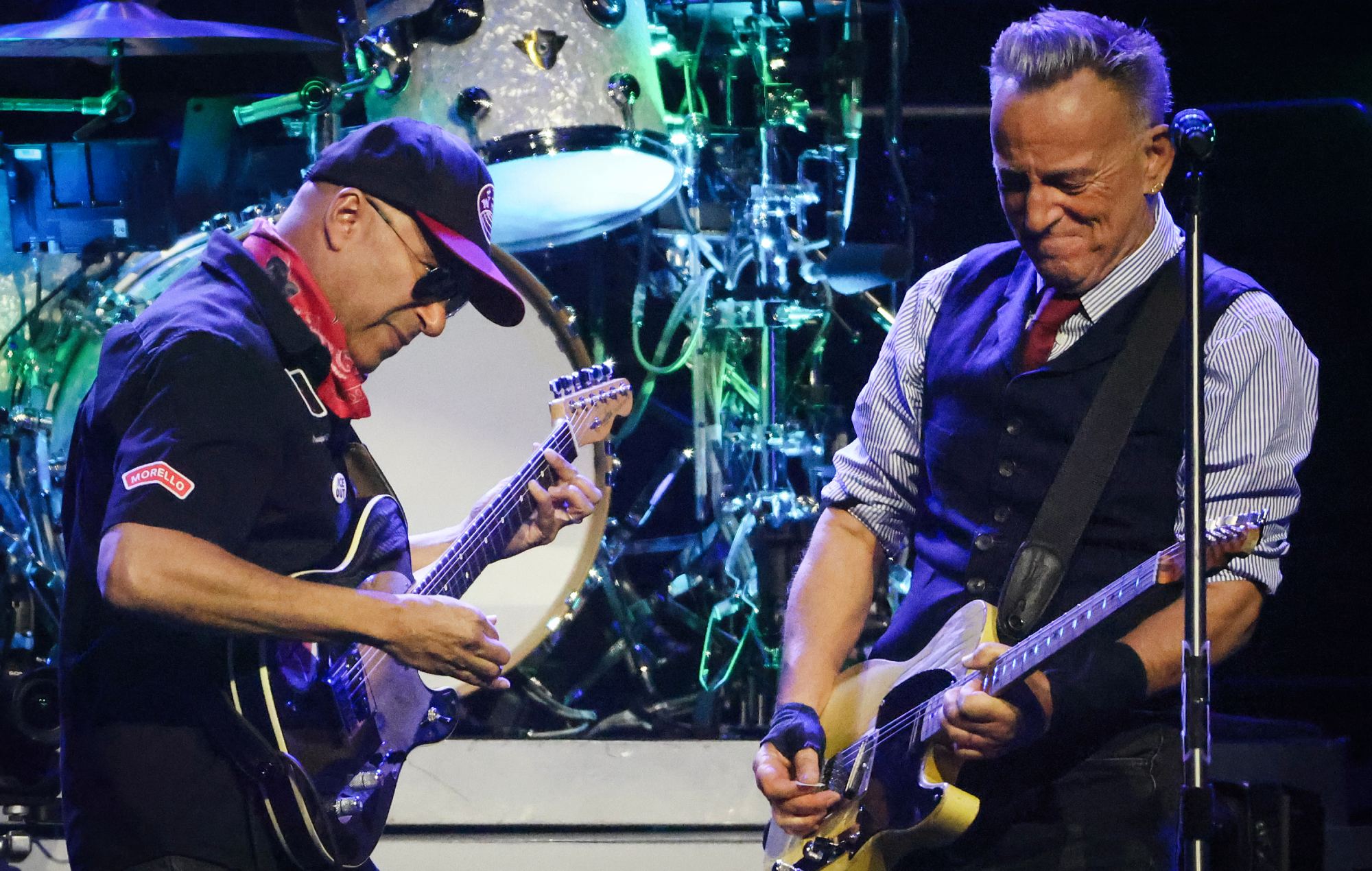 Bruce Springsteen performs in concert with Tom Morello and the E Street Band at TD Garden (Photo by Matthew J. Lee/The Boston Globe via Getty Images)