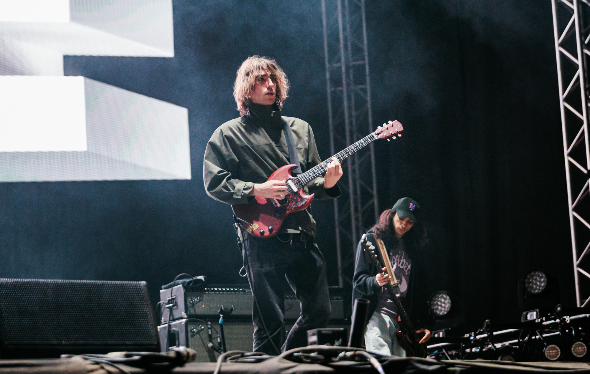 Geese performing at Reading 2026. Credit: Andy Ford for NME