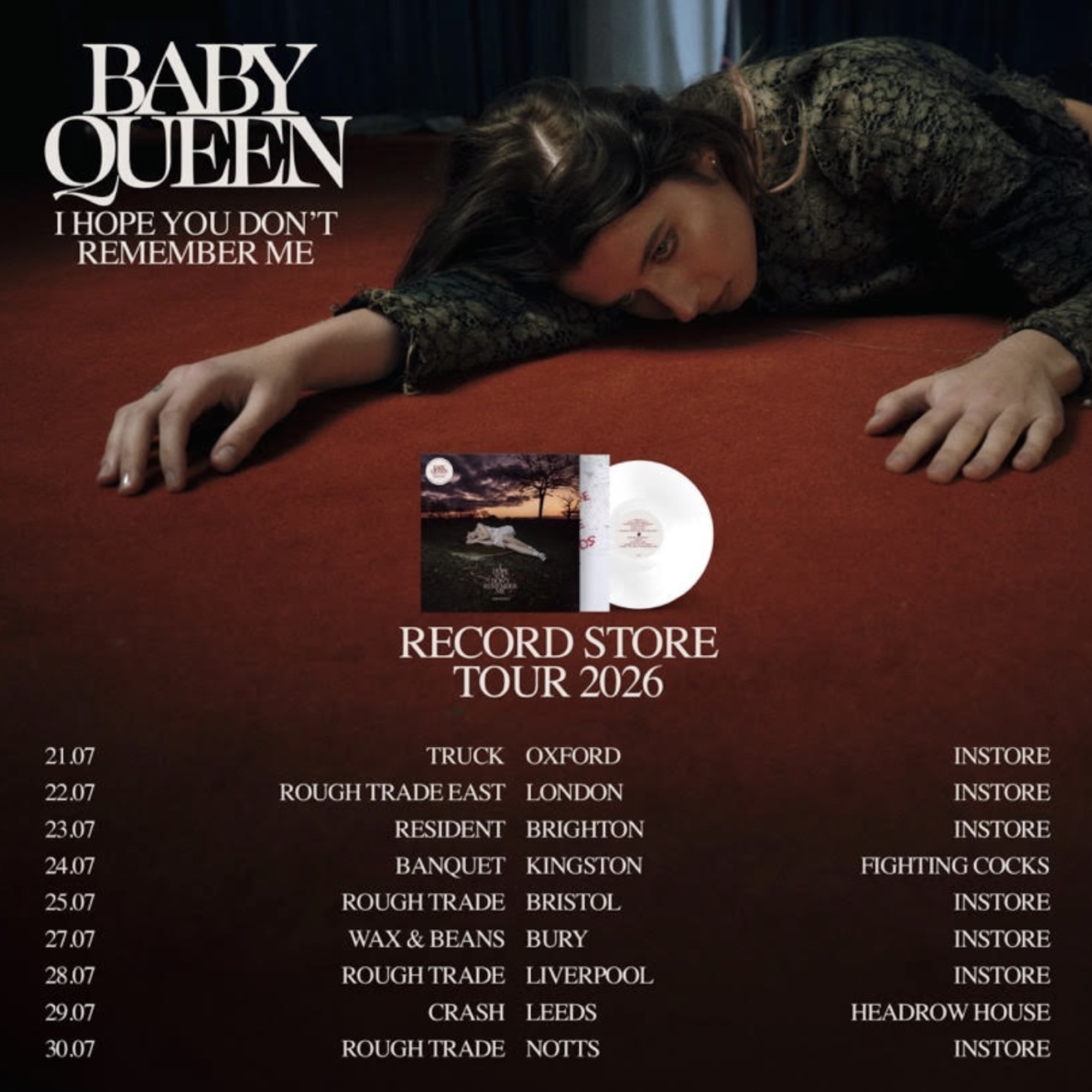 Baby Queen in-store UK tour poster. CREDIT: Press
