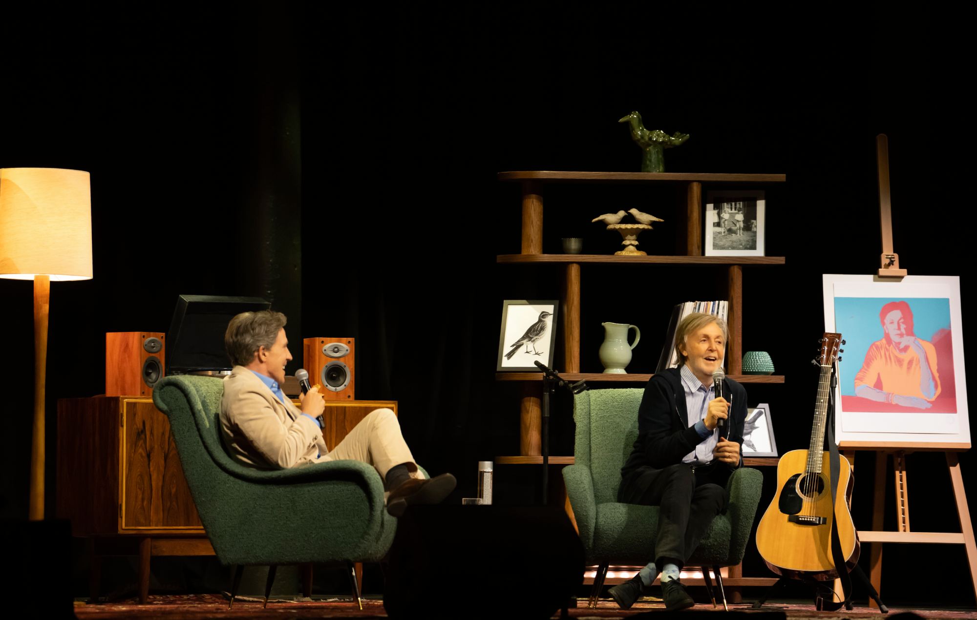 Paul McCartney and Rob Brydon in conversation at The Roundhouse, London. Credit: Ben Gibson
