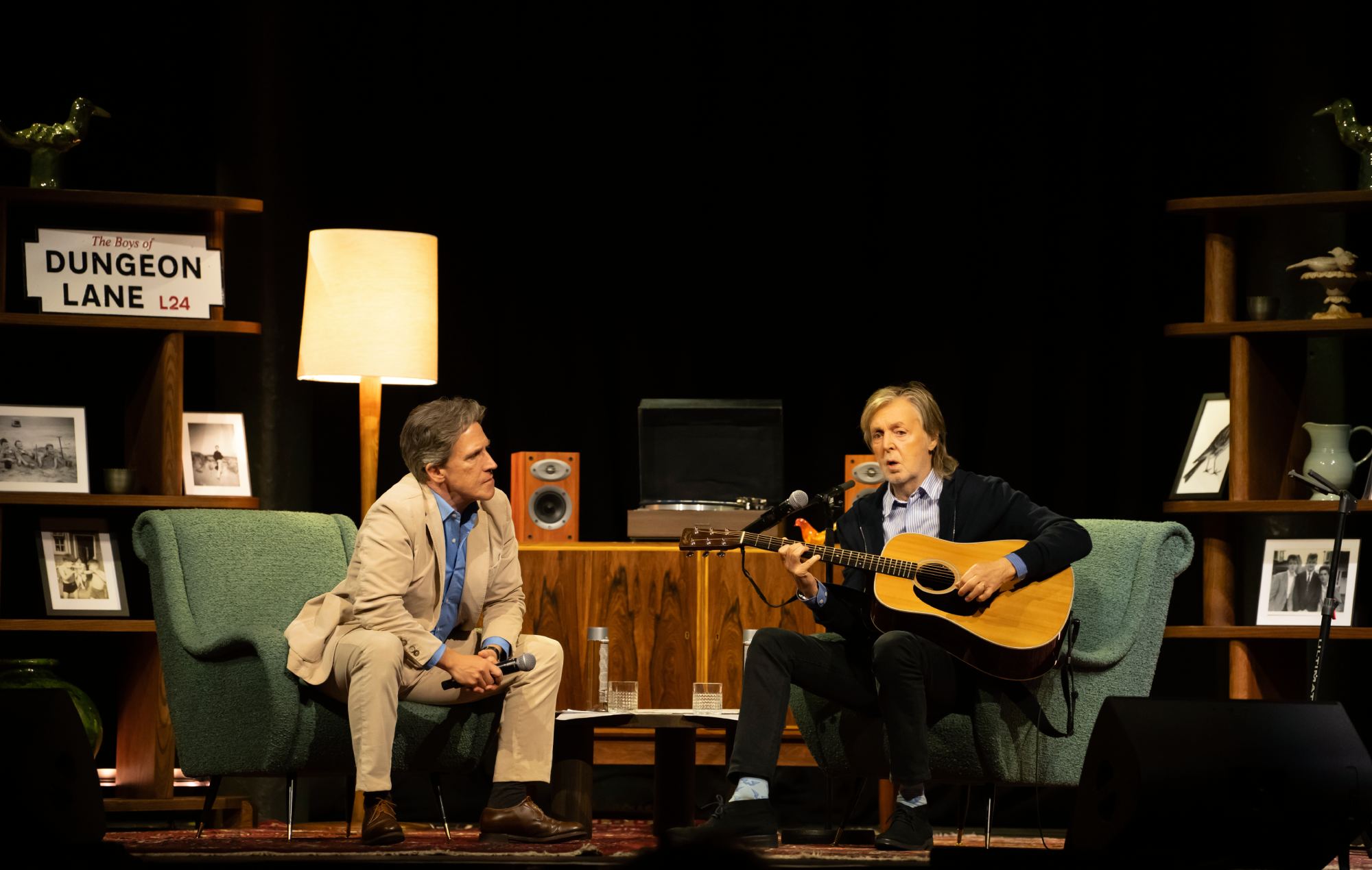 Paul McCartney and Rob Brydon in conversation at The Roundhouse, London. Credit: Ben Gibson
