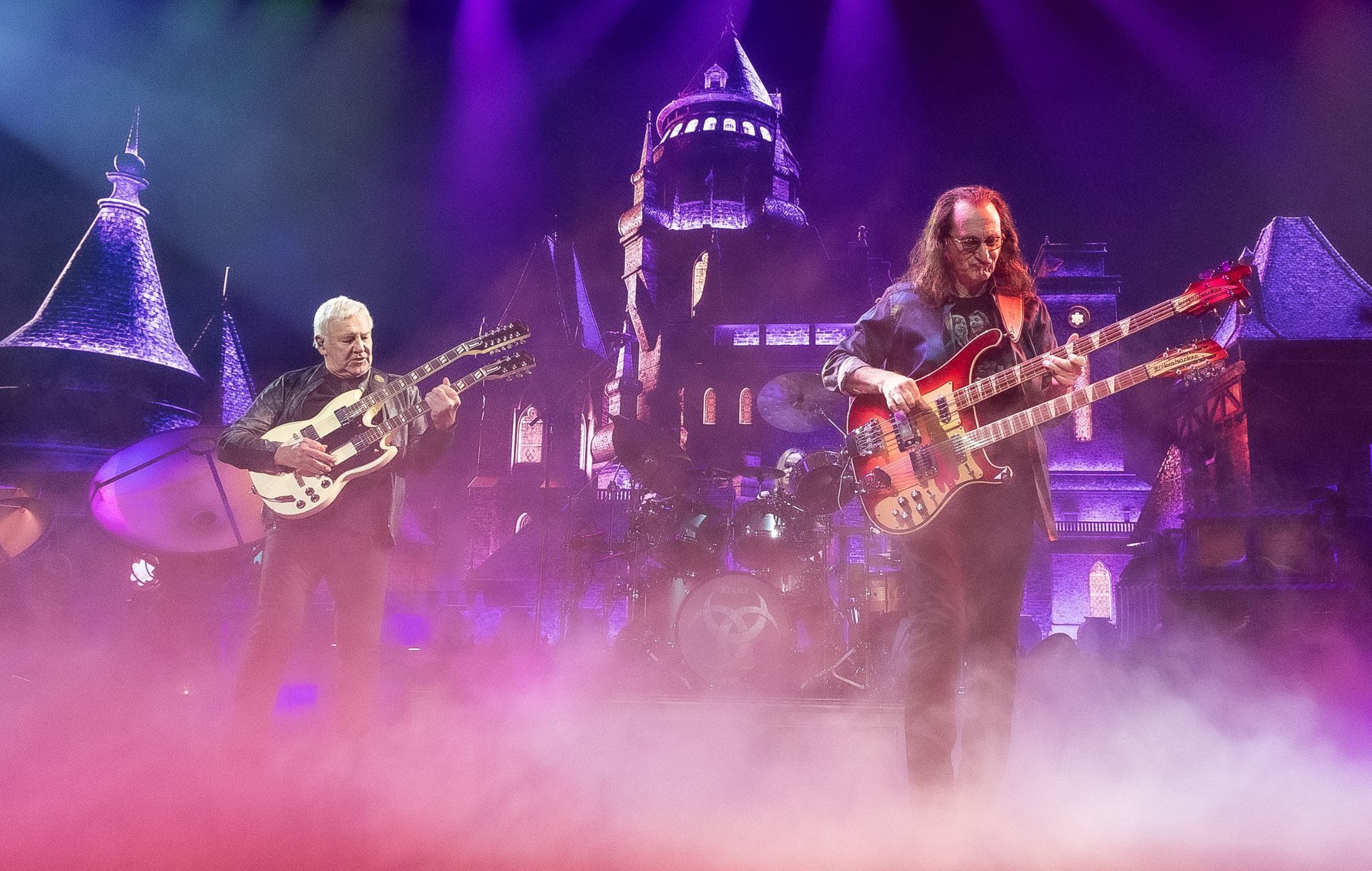Alex Lifeson (L) and Geddy Lee of Rush in 2026