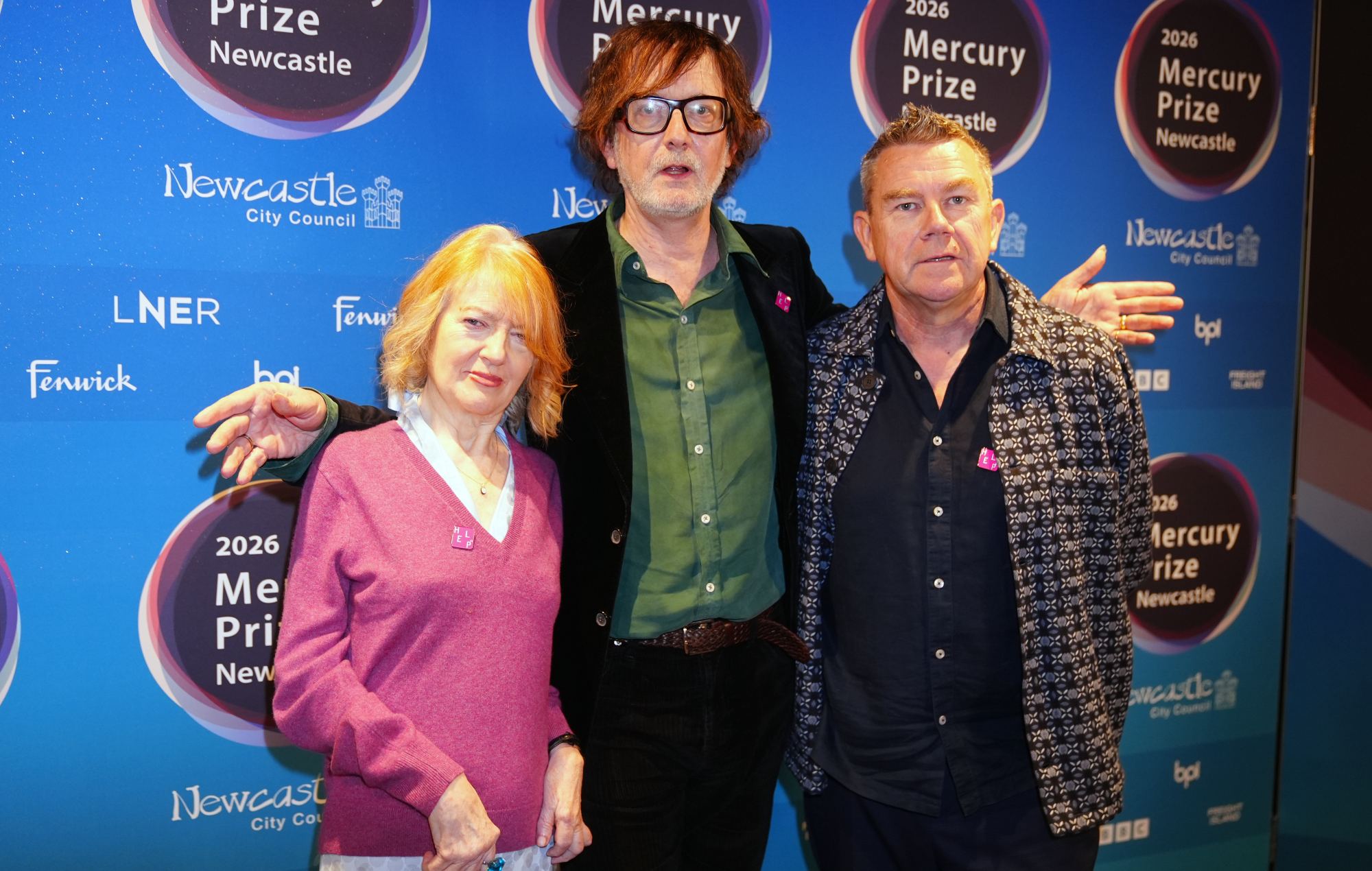 Pulp's Candida Doyle, Jarvis Cocker and Nick Banks at the 2026 Mercury Prize (Photo by Owen Humphreys/PA Images via Getty Images)
