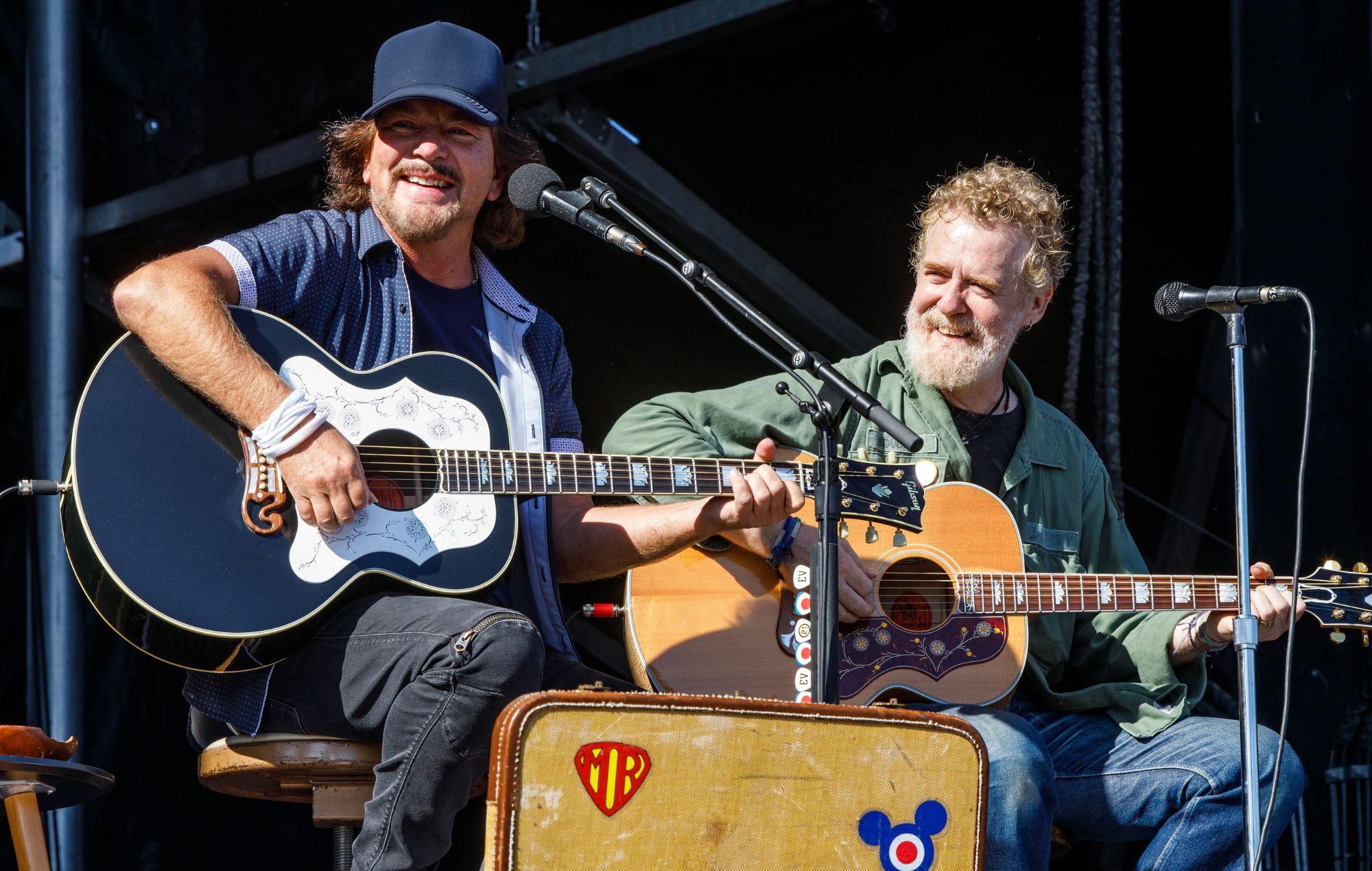 Eddie Vedder and Glen Hansard perform at the 2025 Ohana Music Festival