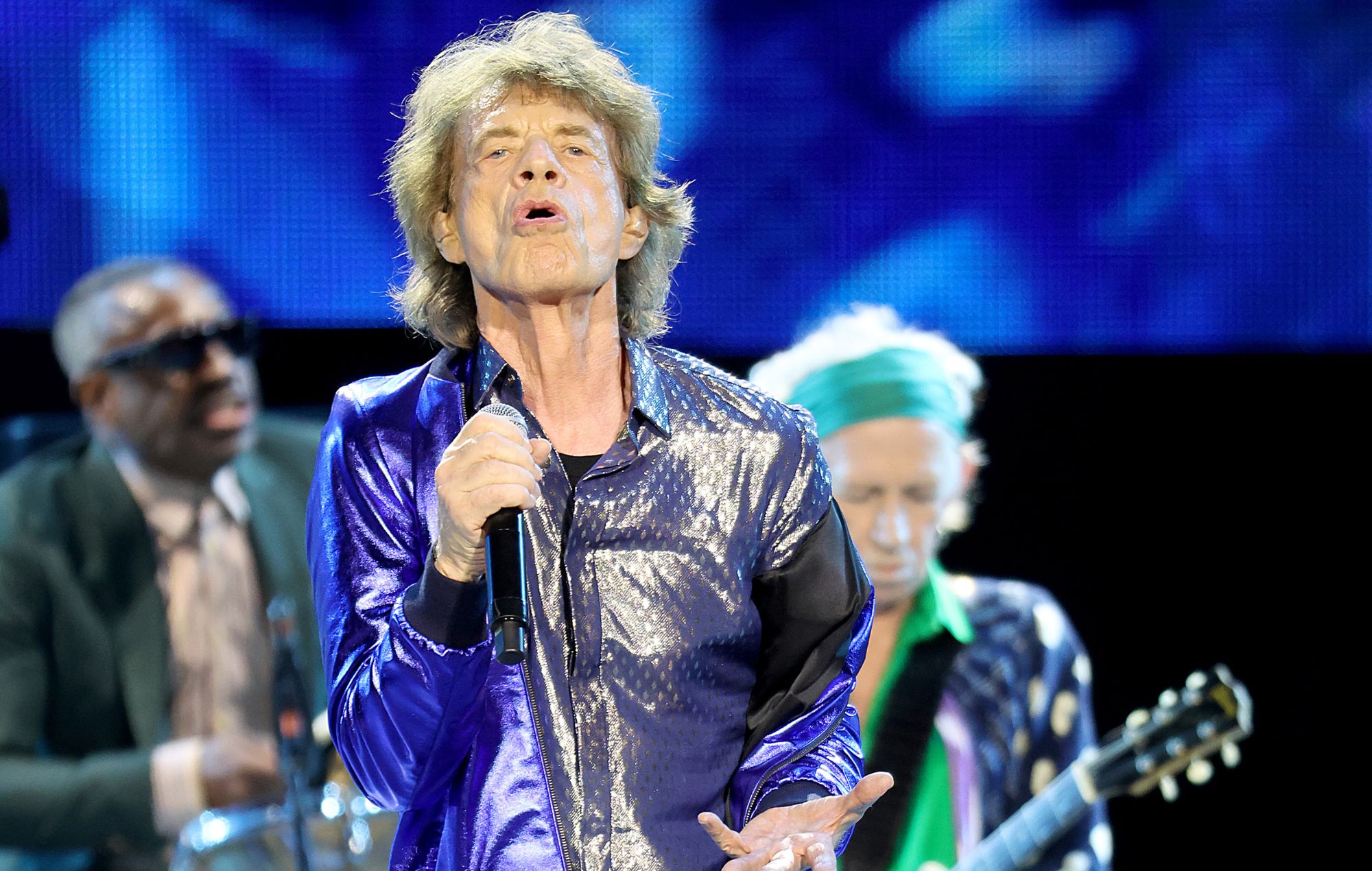Mick Jagger of The Rolling Stones performs live