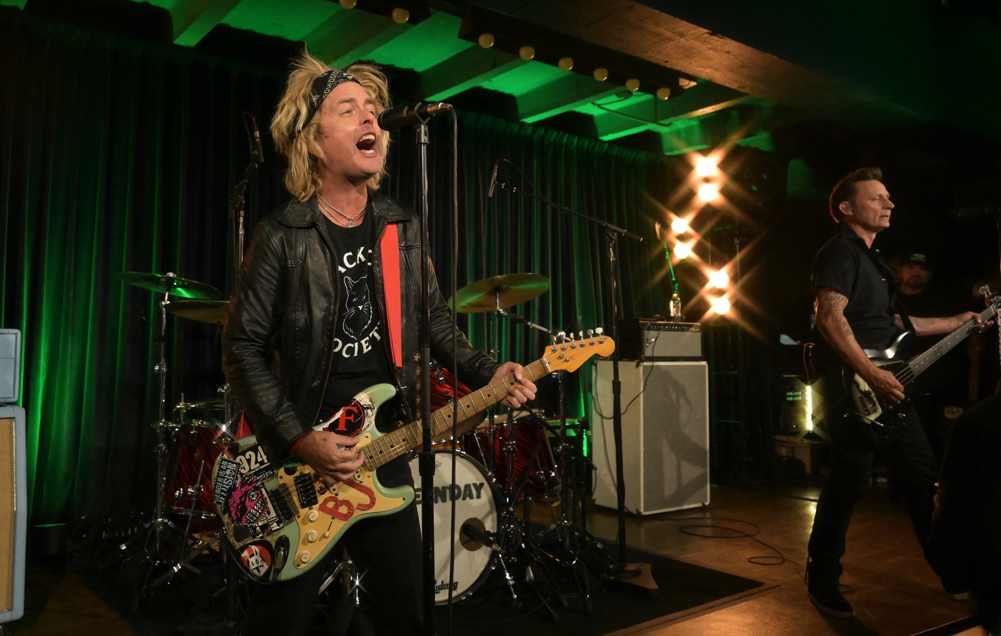Green Day performing live at the 'Nimrods' premiere afterparty in Los Angeles, photo by Gilbert Flores/Getty