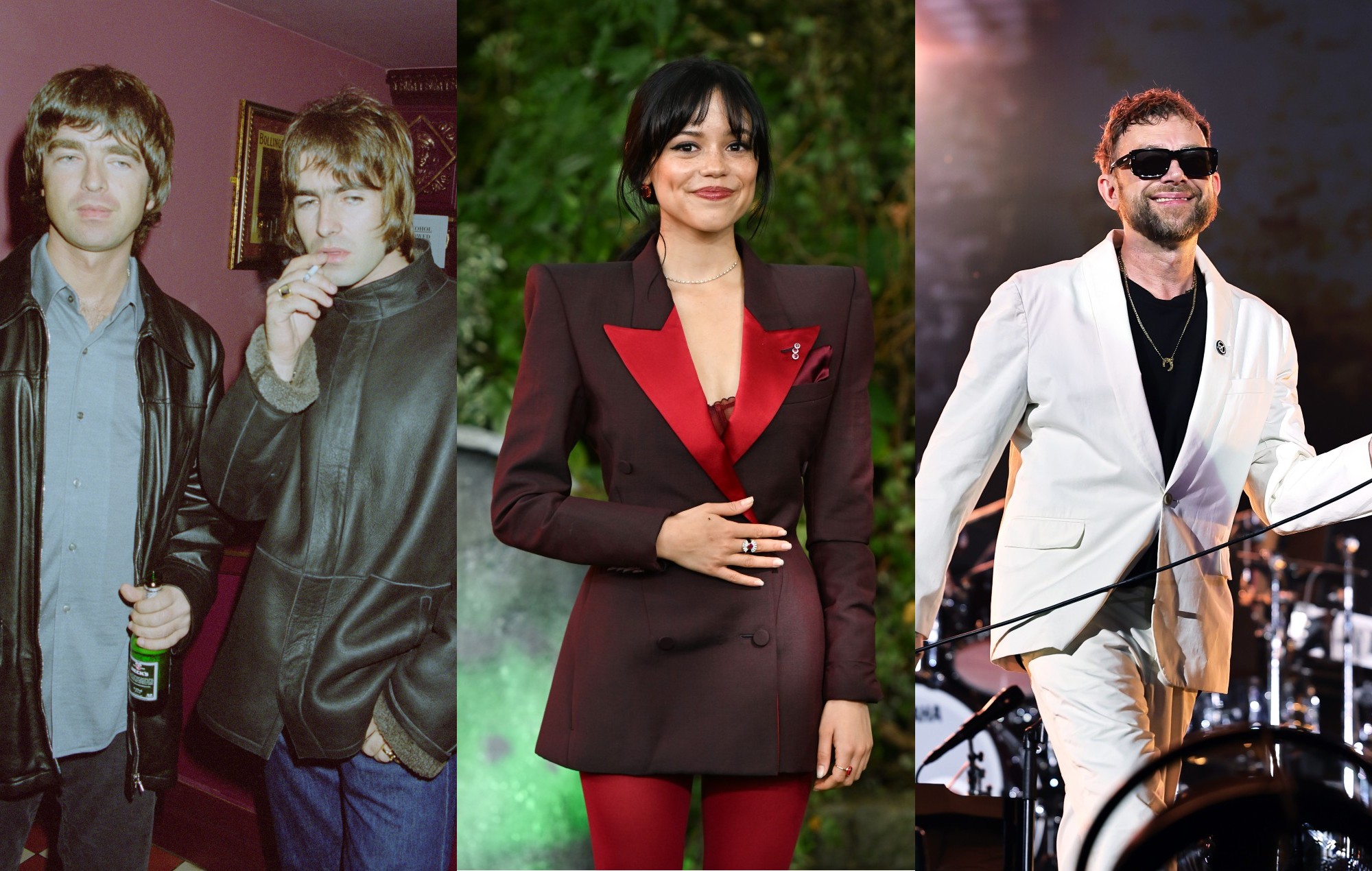 Blur's Damon Albarn, Jenna Ortega, Oasis' Noel and Liam Gallagher.