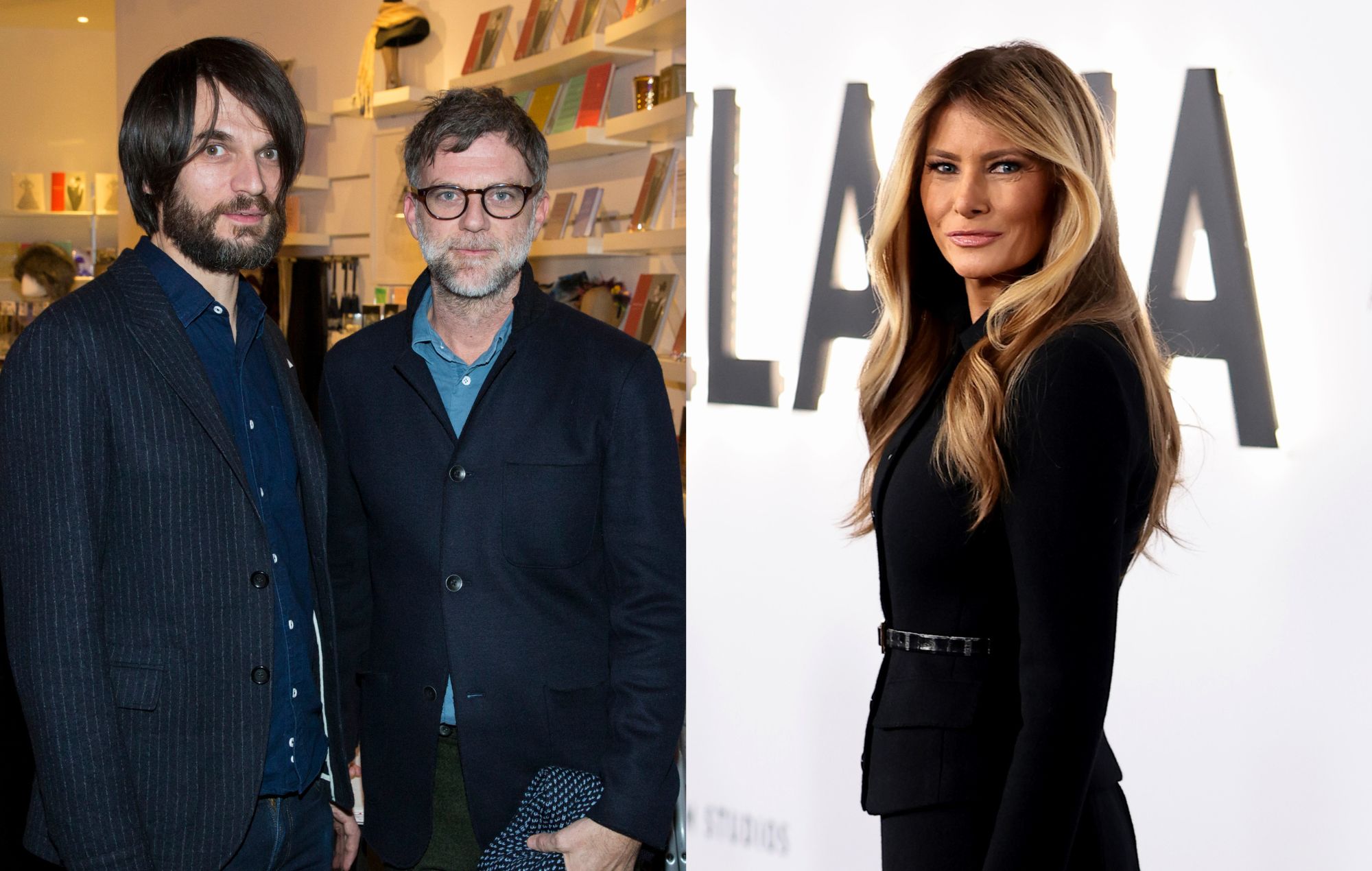 Jonny Greenwood (L) and director Paul Thomas Anderson, and Melania Trump