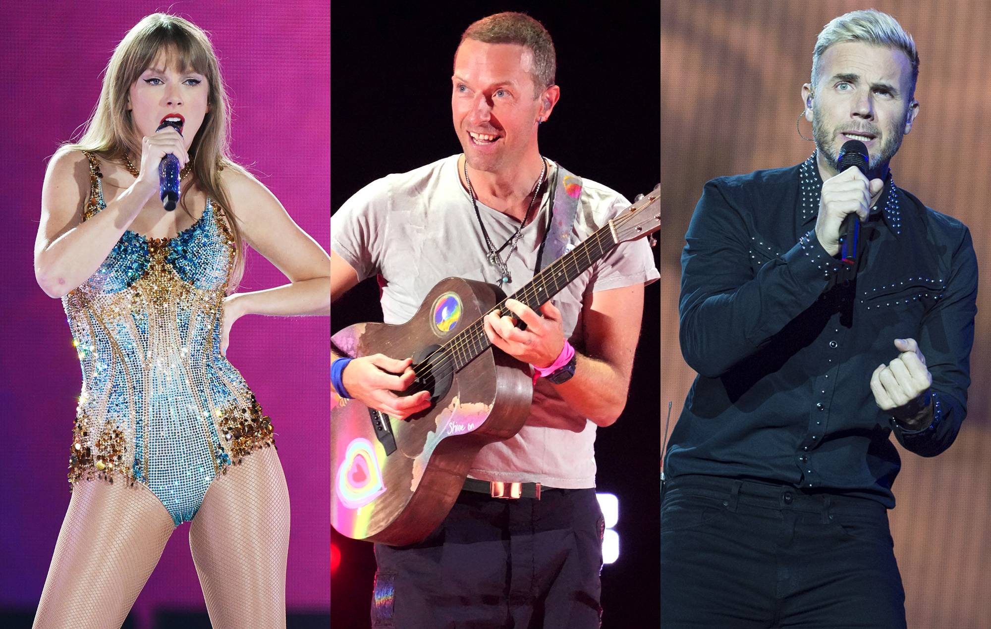 Taylor Swift, Chris Martin of Coldplay, Gary Barlow of Take That