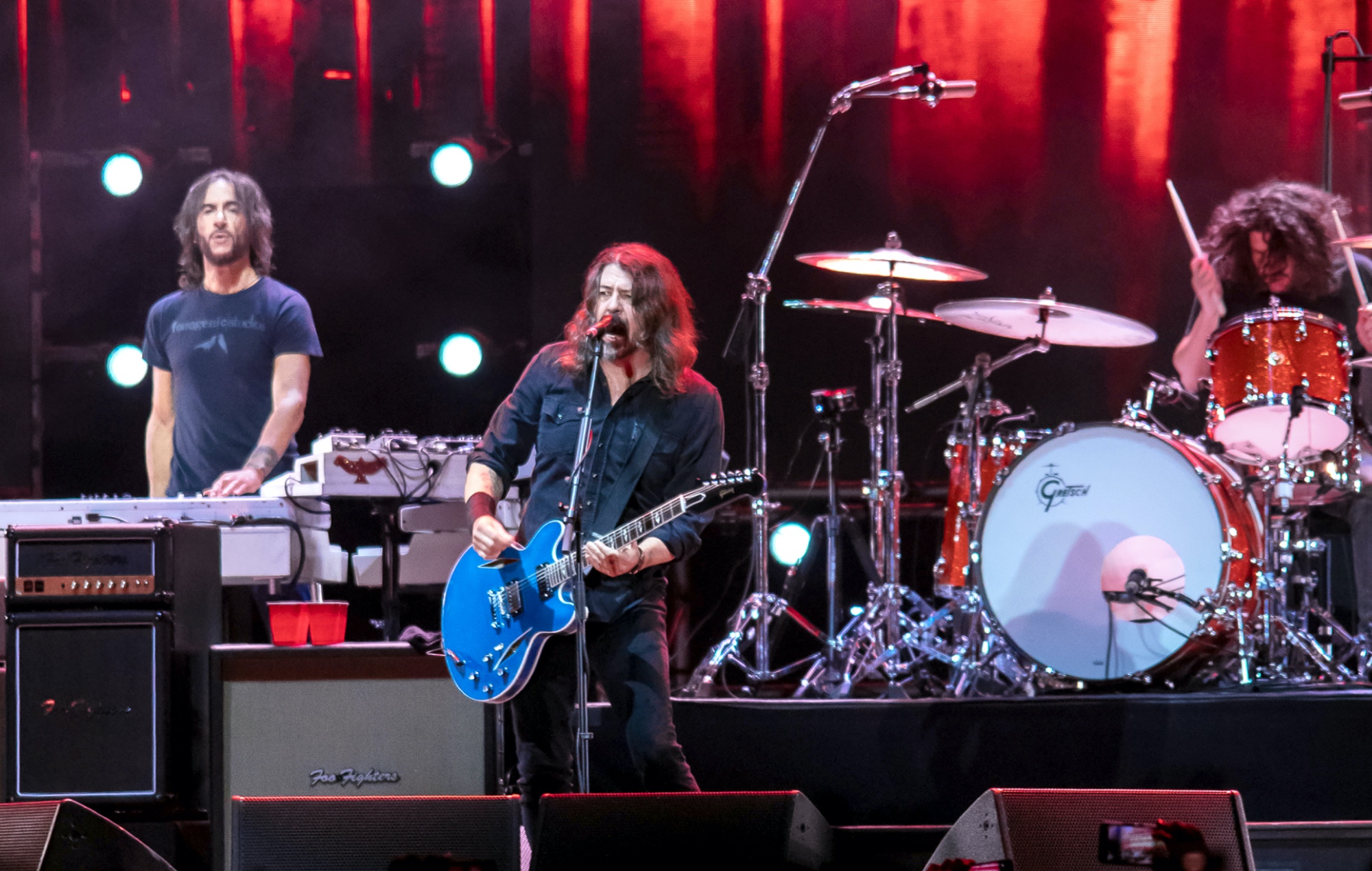 Foo Fighters performing live on stage, photo by Medios y Media/Getty