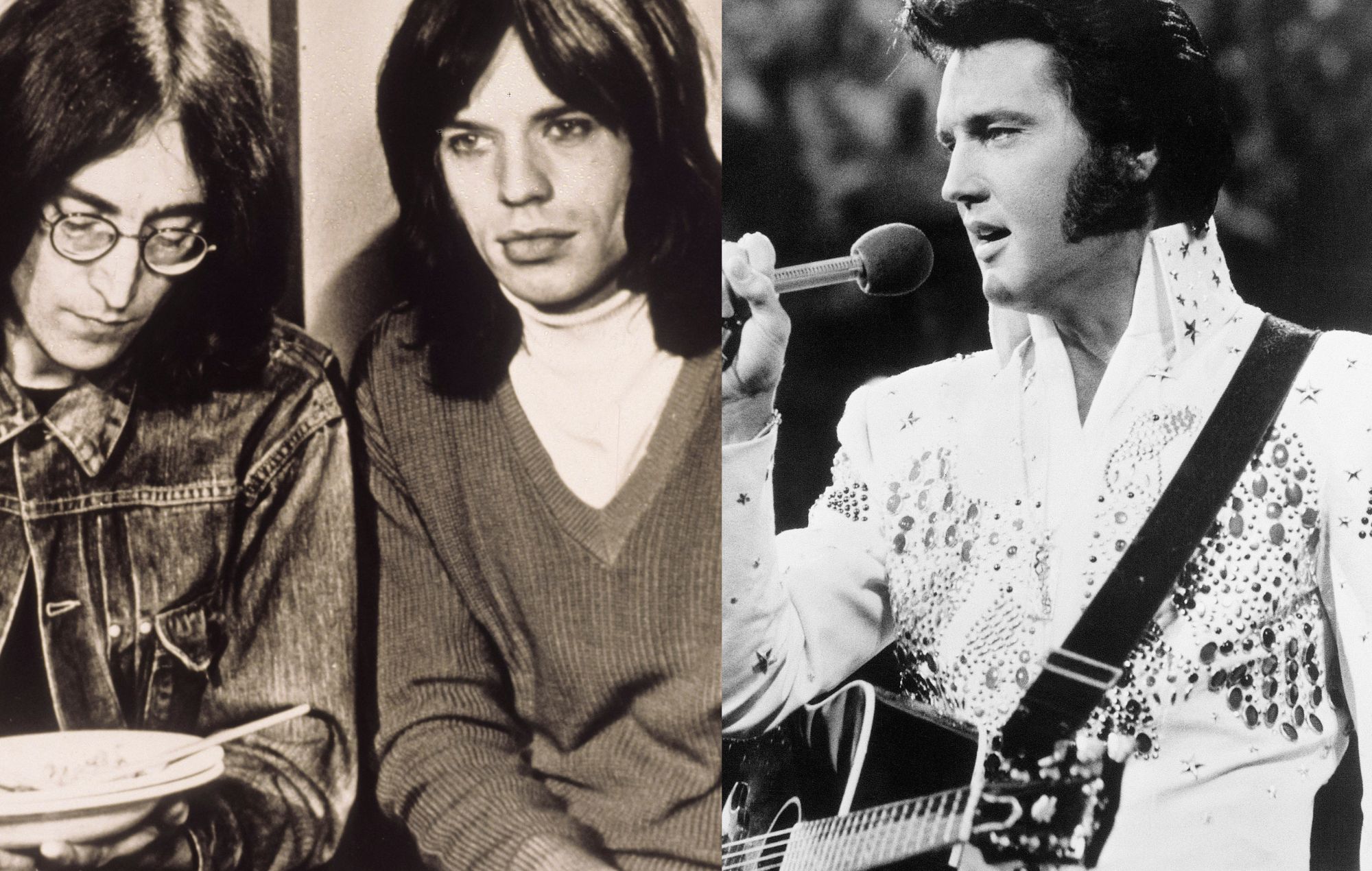 John Lennon, Mick Jagger and Elvis Presley