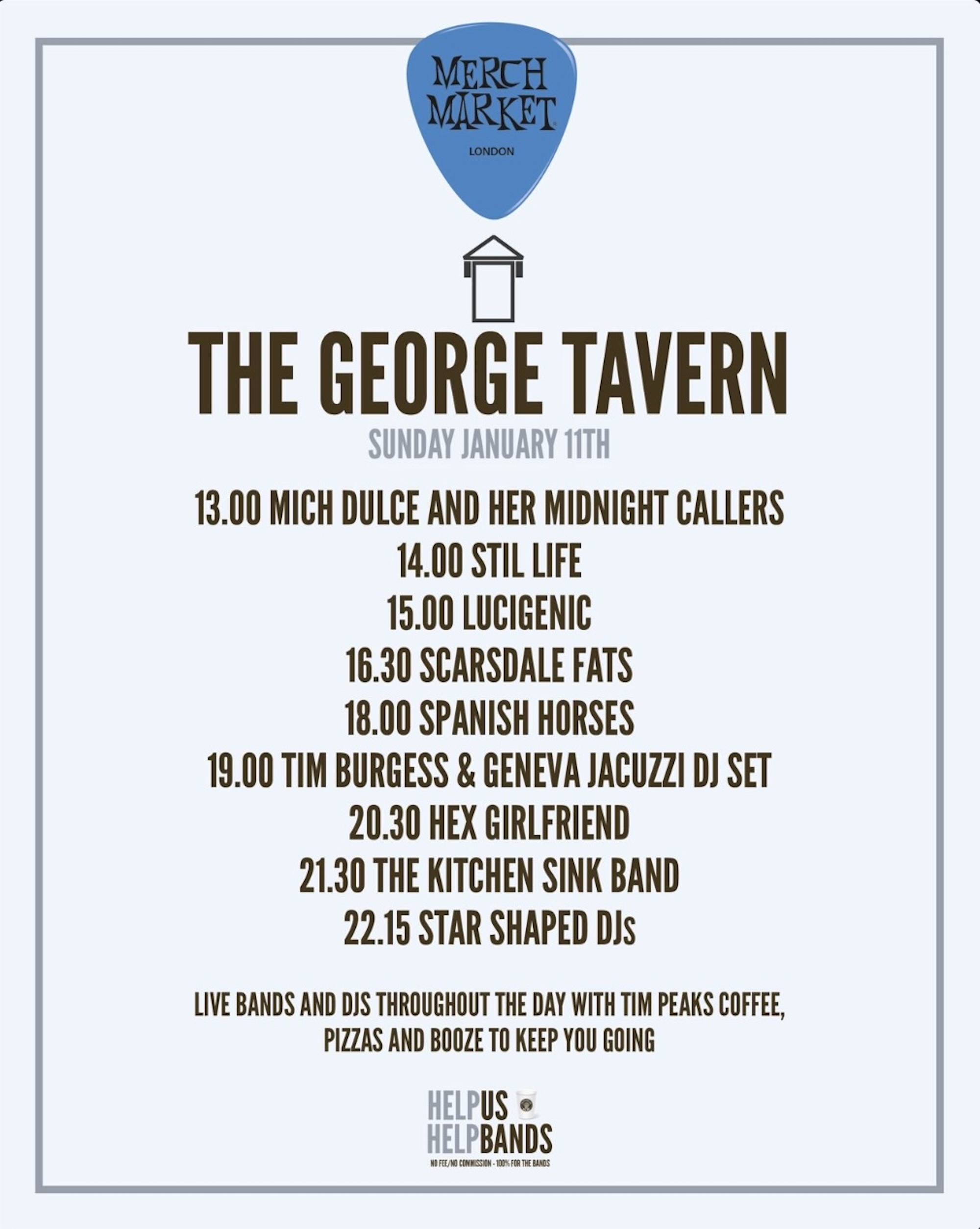 Merch Market London 2026, The George Tavern schedule. CREDIT: Press