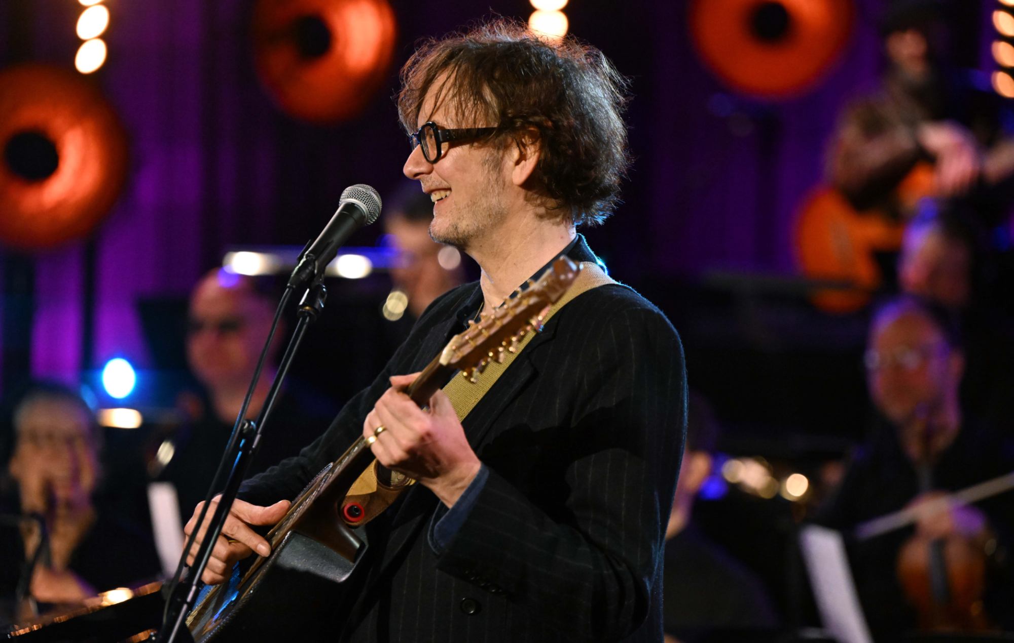 Pulp's Jarvis Cocker performing live in Radio 2's Piano Room, photo by BBC