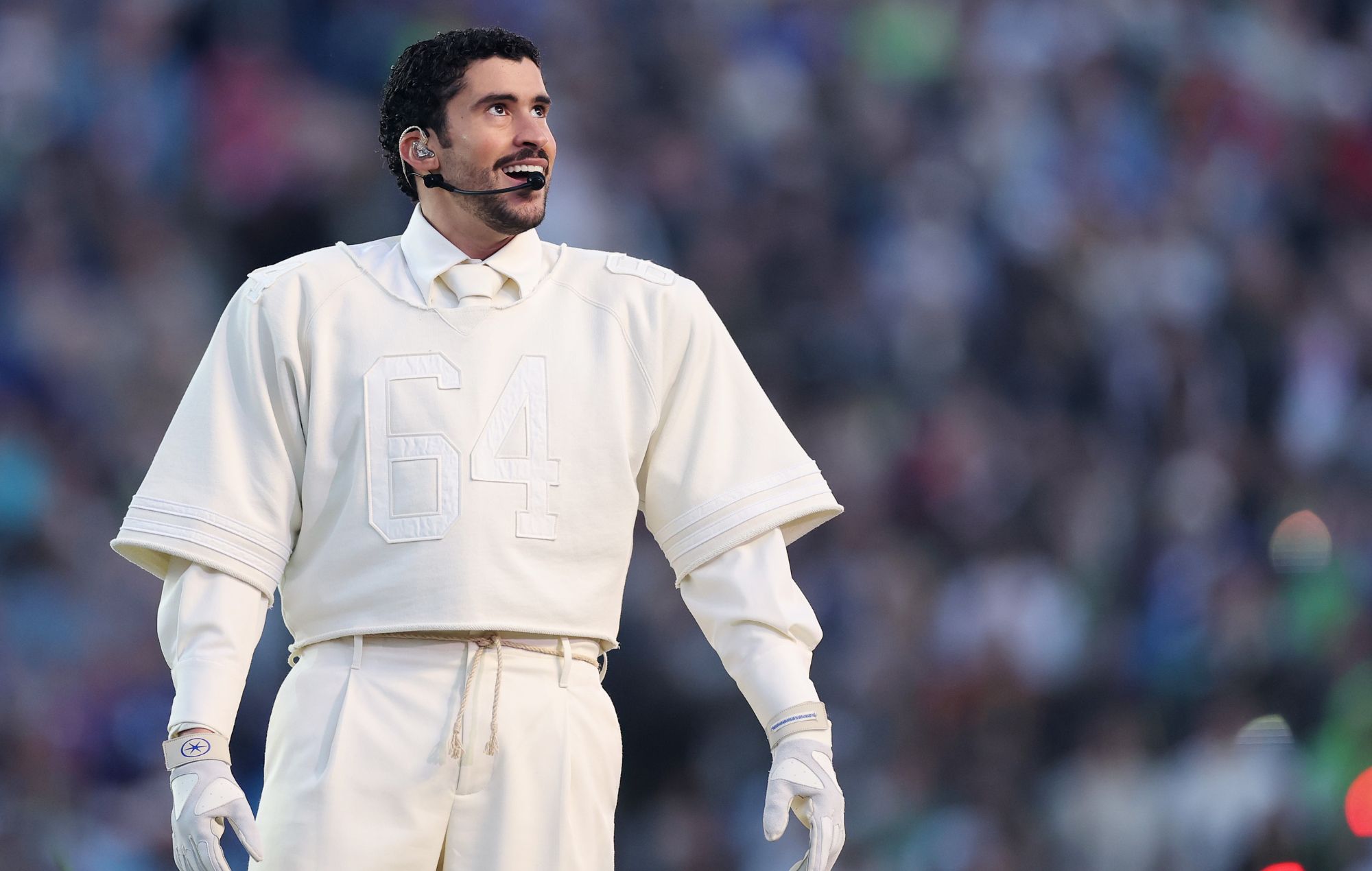 Bad Bunny performs at the Super Bowl LX Halftime Show