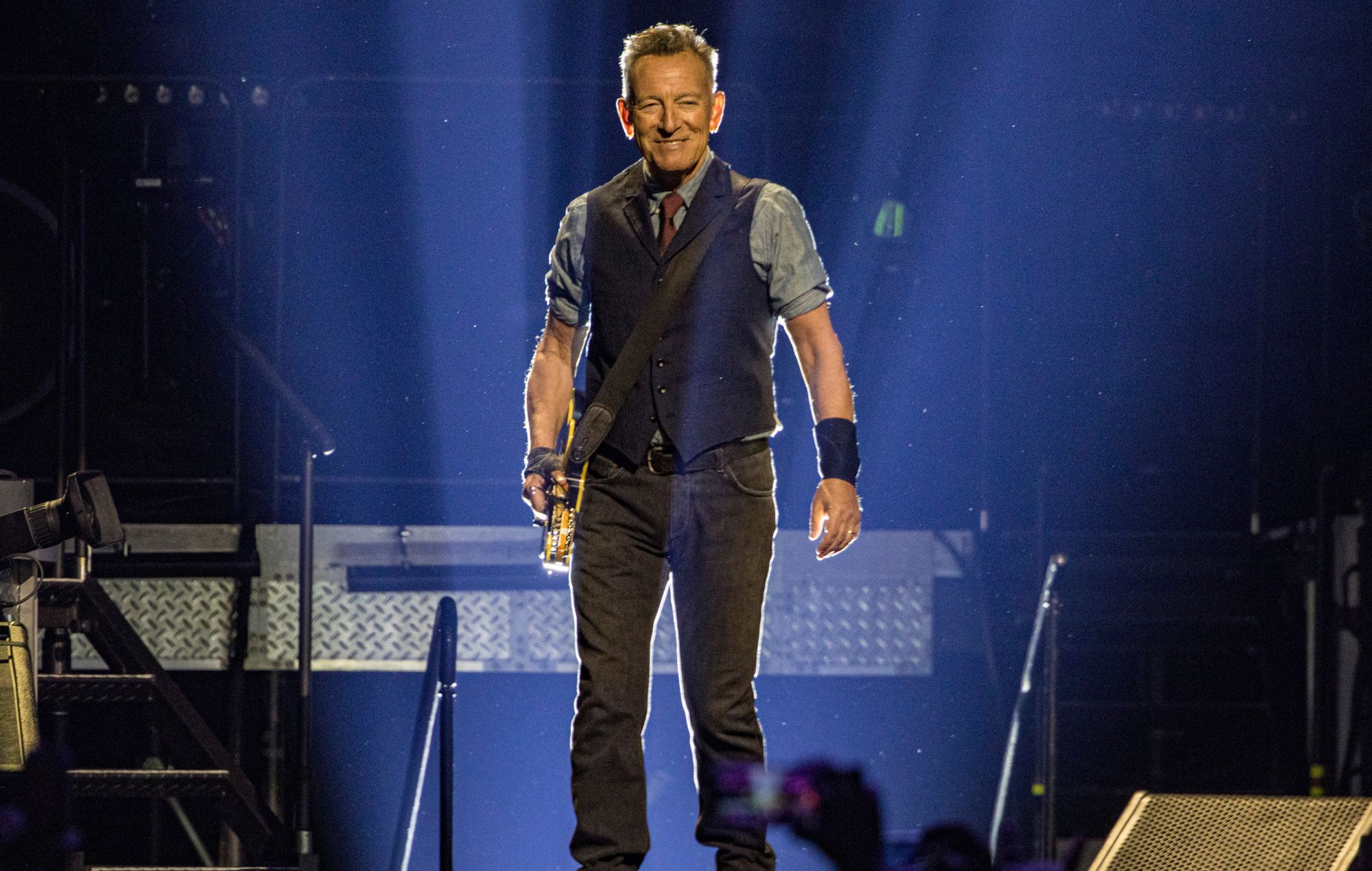 Bruce Springsteen of Bruce Springsteen and the E Street Band perform on stage at Pechanga Arena on March 25, 2024 in San Diego, California.