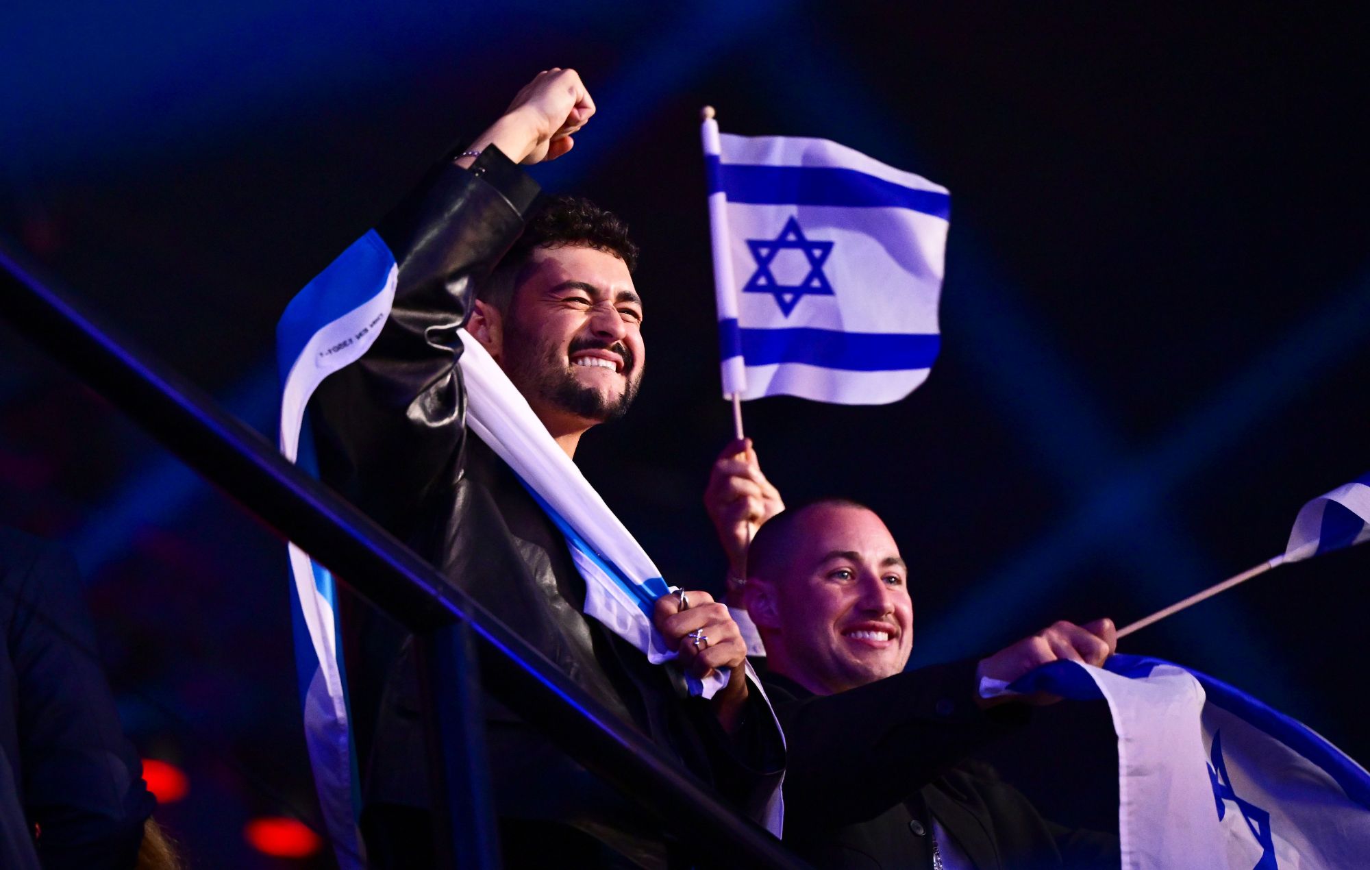 Noam Bettan representing Israel celebrates during Eurovision 2026 semi-final