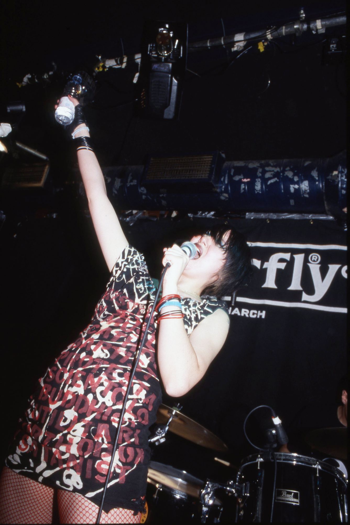 Karen O of the Yeah Yeah Yeahs live at the Barfly in April 2002. (Photo by Martyn Goodacre/Getty Images)