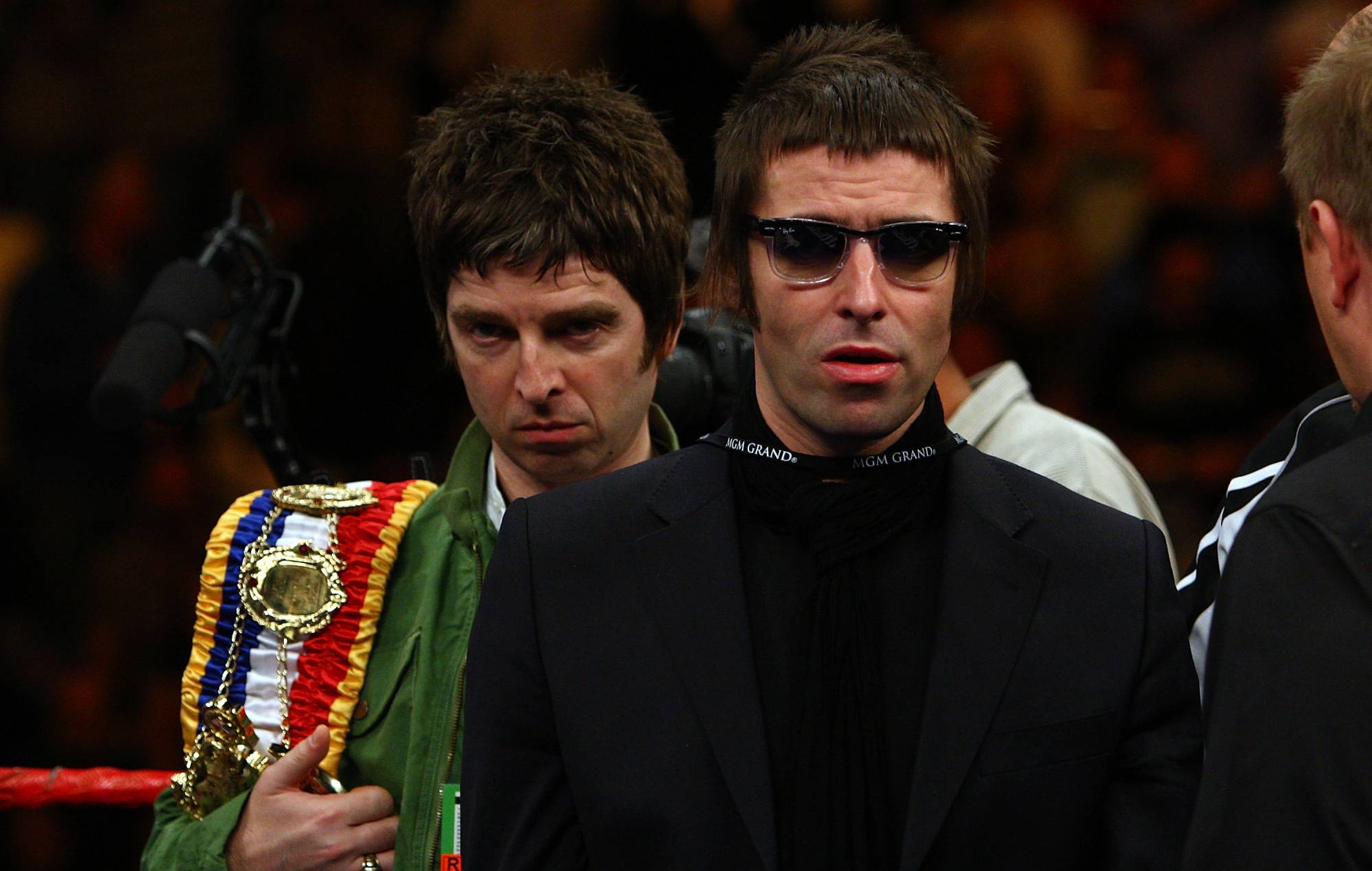 Noel and Liam Gallagher of Oasis. (Photo by John Gichigi/Getty Images)