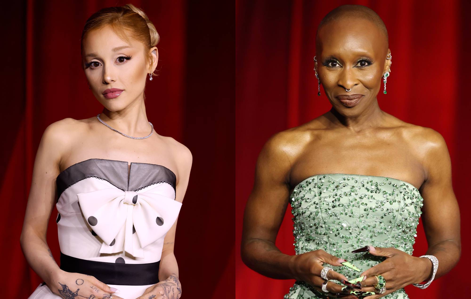 Ariana Grande and Cynthia Erivo split image