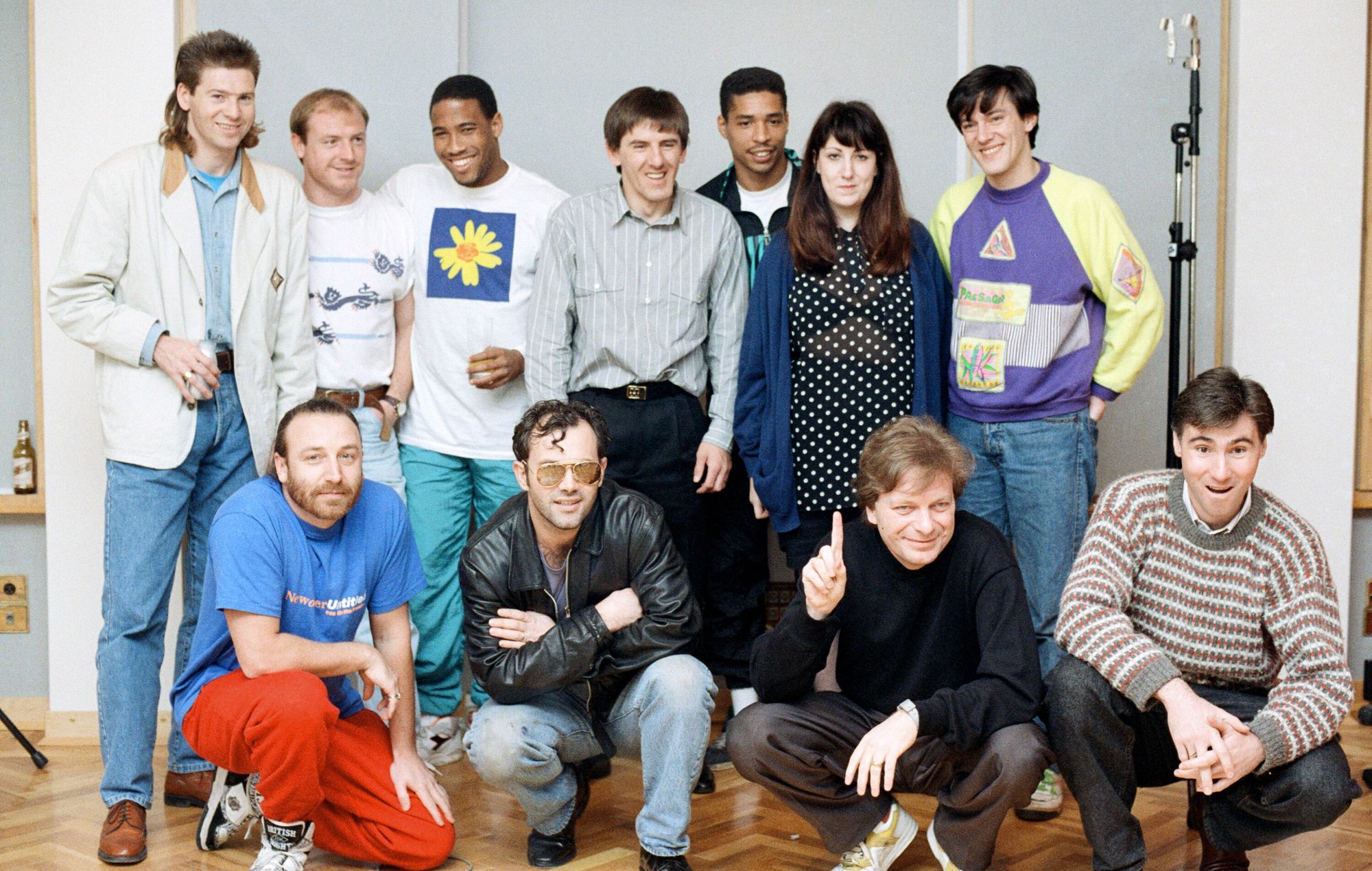 England Squad in the recording studio after joining New Order