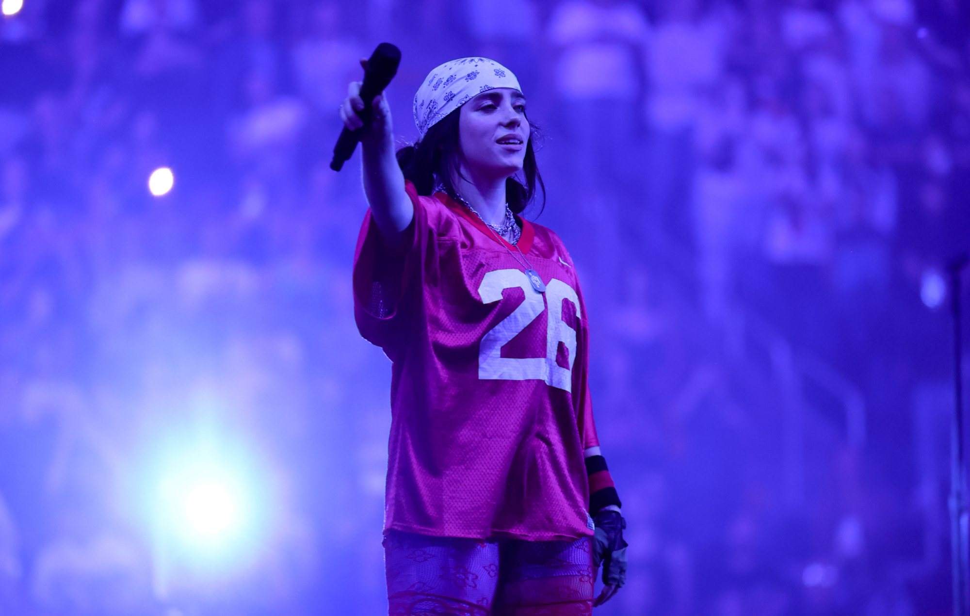 Billie Eilish performing live on stage