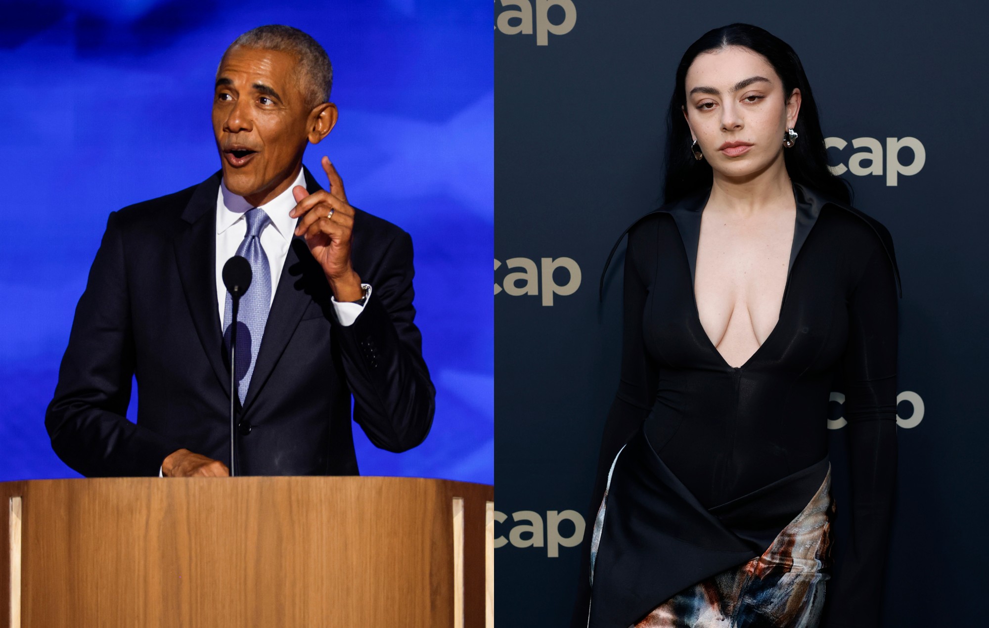 A composite image of Barack Obama, Charli XCX