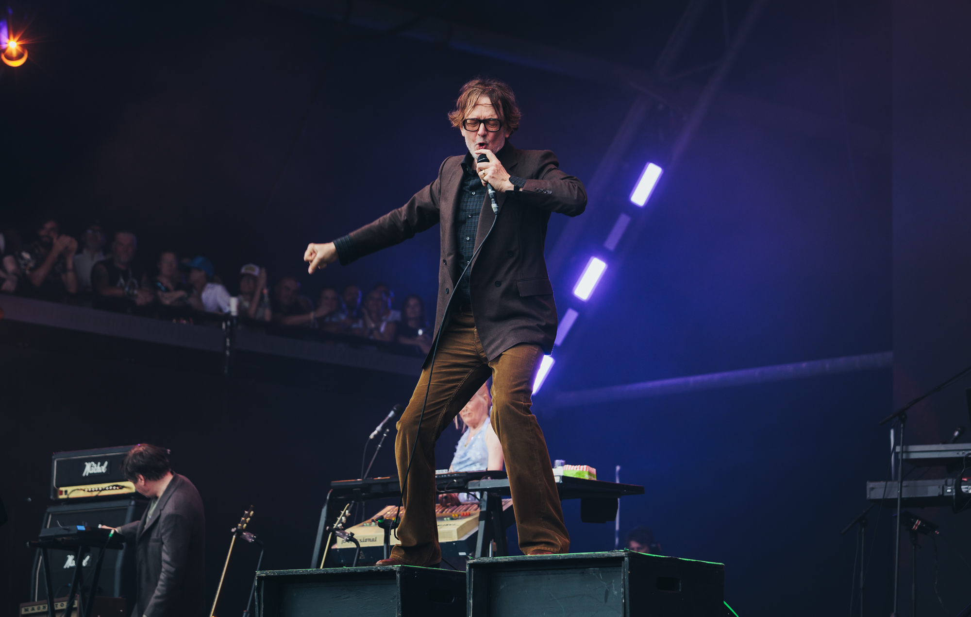 Jarvis Cocker performs with Pulp at Glastonbury 2025, photo by Andy Ford