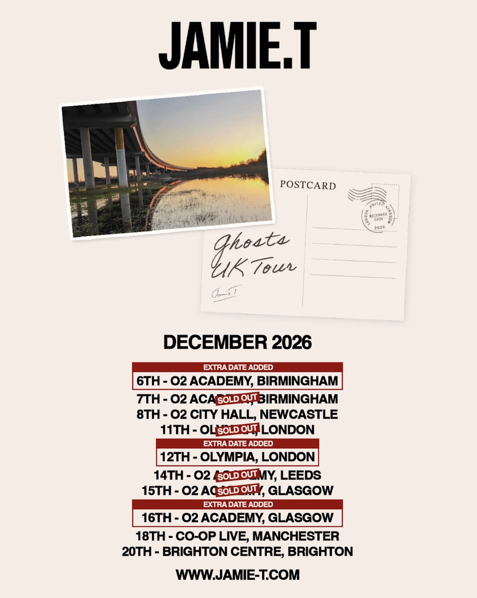 Jamie T 2026 tour poster