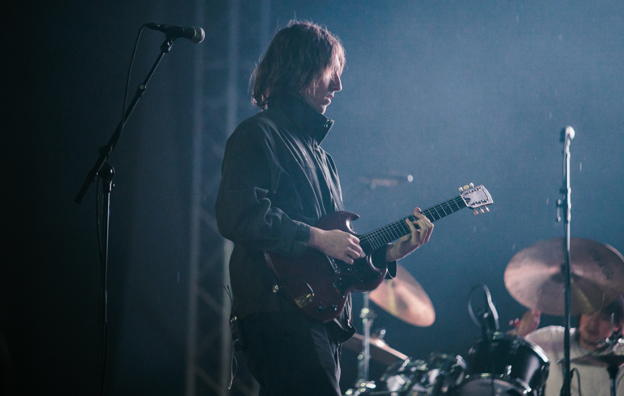 Geese performing at Reading 2026. Credit: Andy Ford for NME