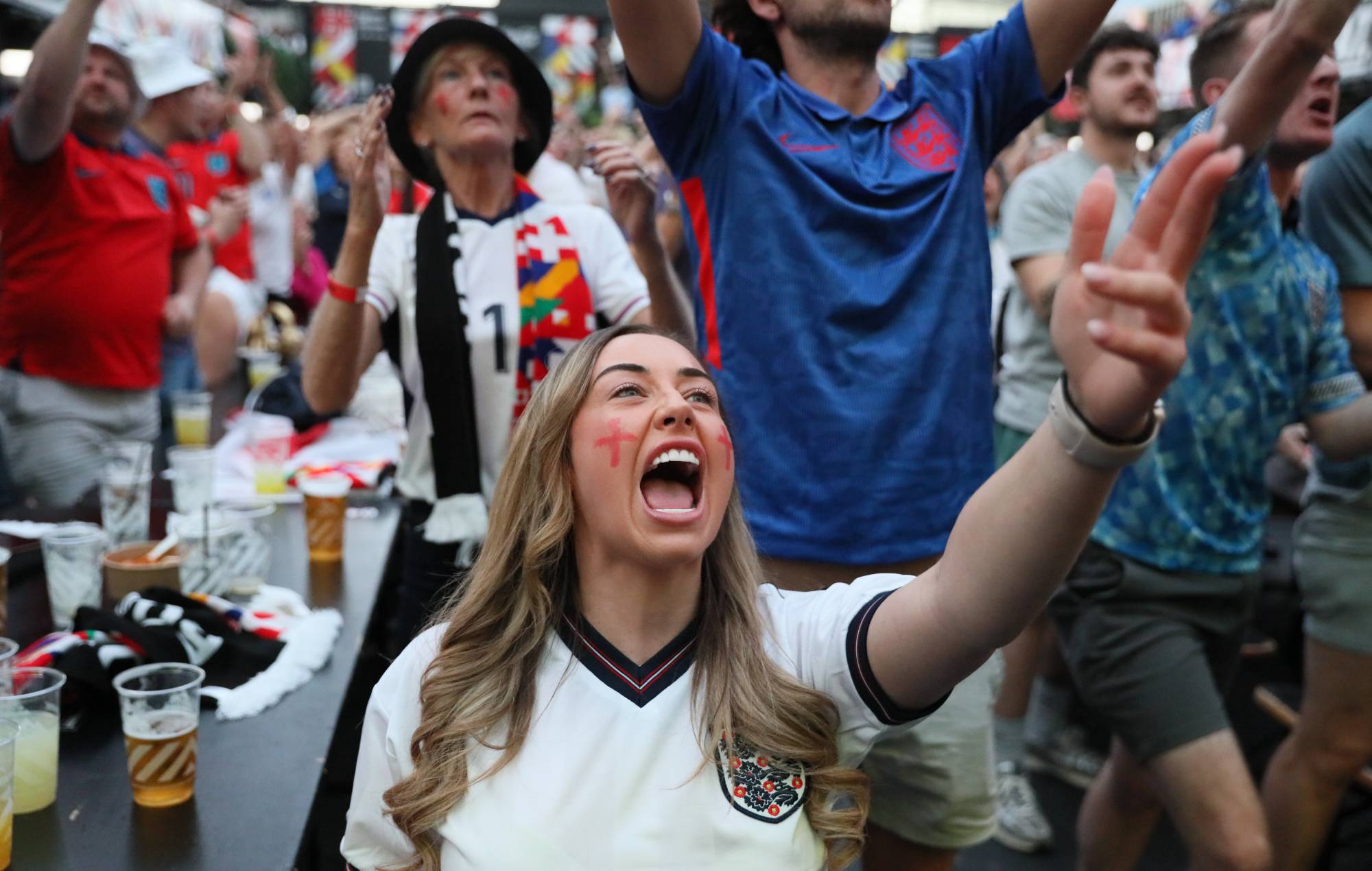 England fans watching a World Cup match in 2024.