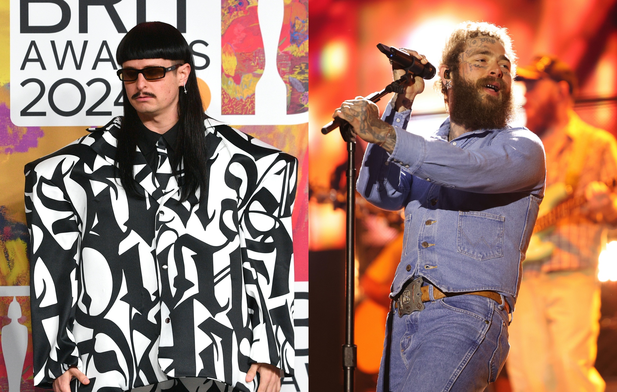 two side by side photographs of Oliver Tree (left) and Post Malone (right)