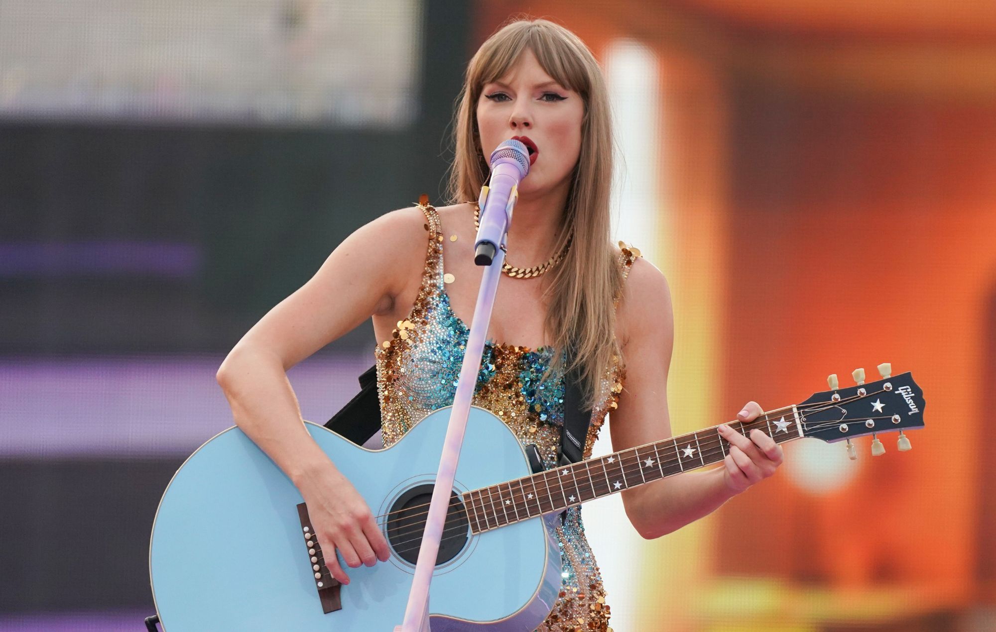Taylor Swift performs on stage at the 'Eras Tour'