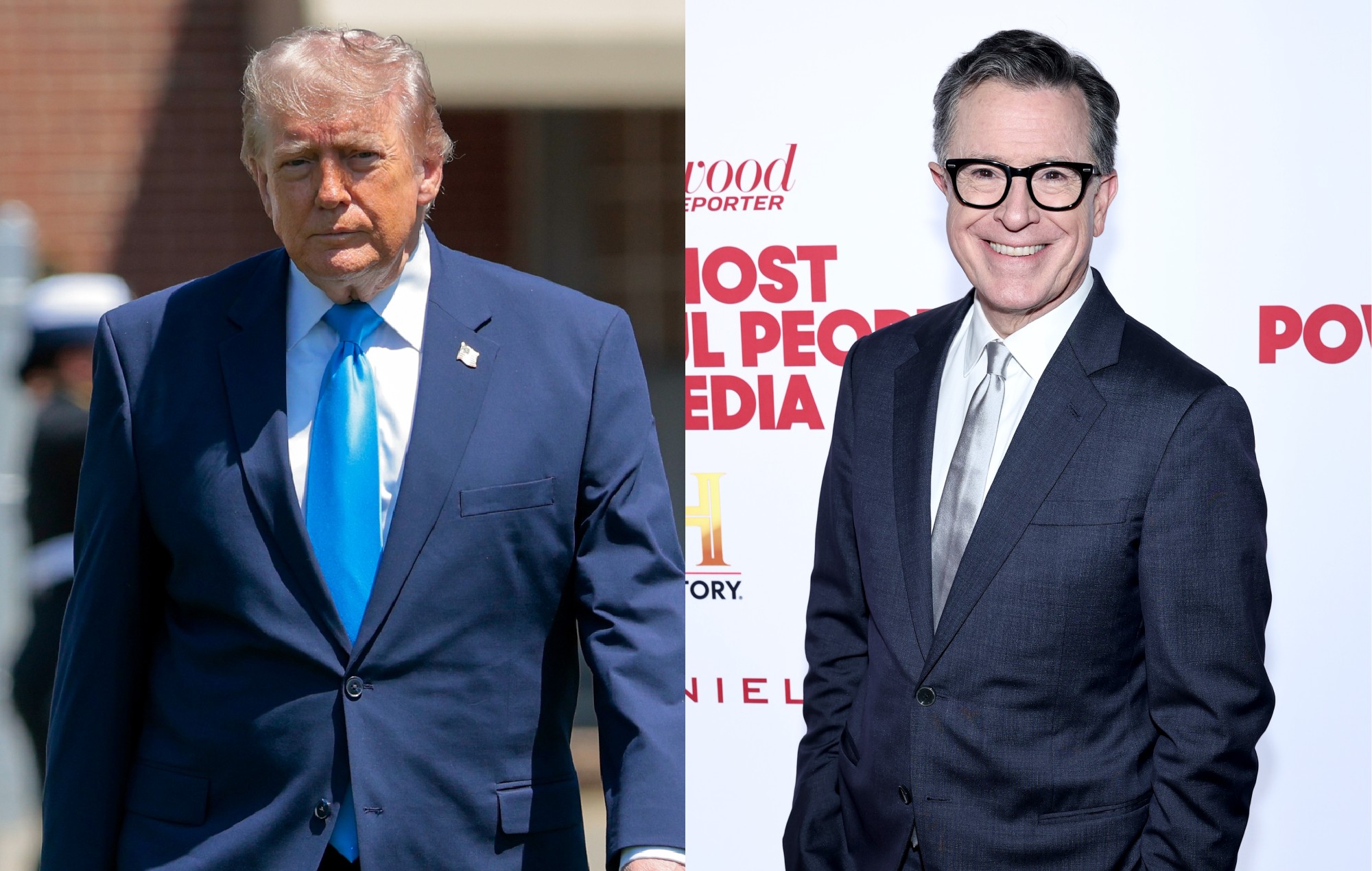 President Donald Trump and Stephen Colbert