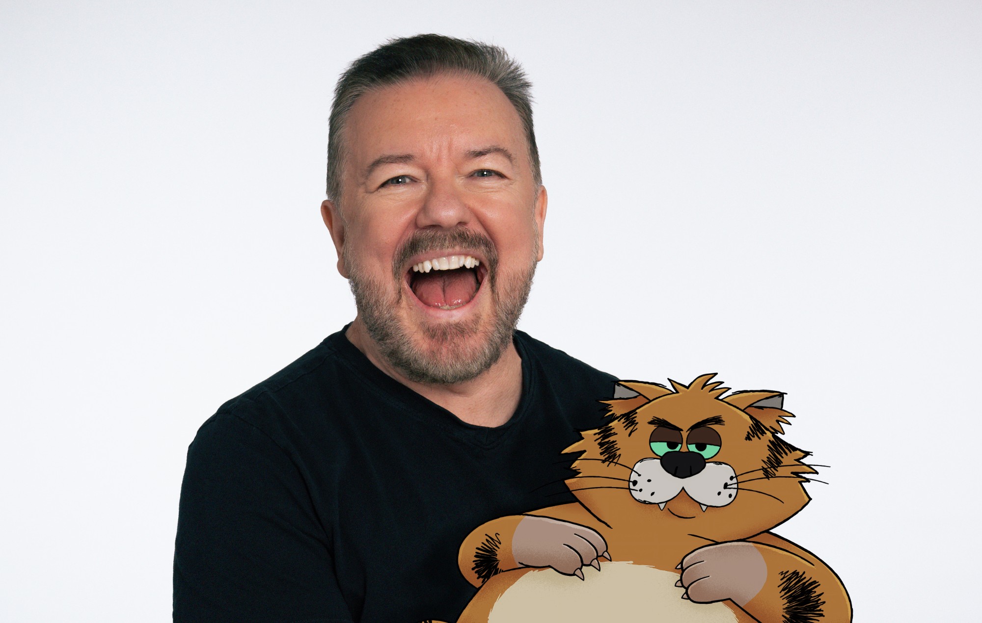 Ricky Gervais and Gus from 'Alley Cats' review