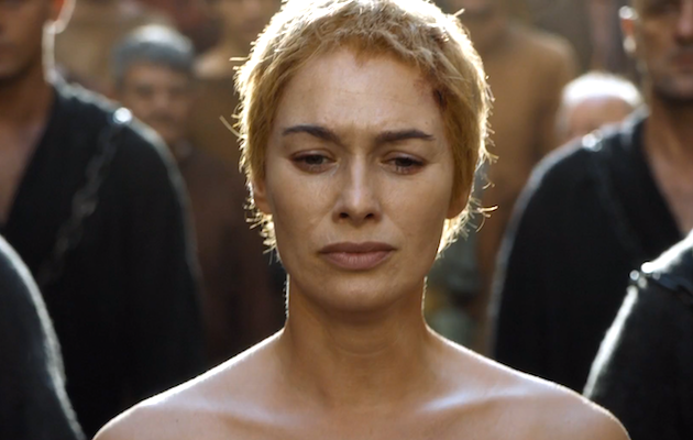 Cersei Lannister completes the Walk of Shame in Game of Thrones, the TV adaptation of A Song of Ice and Fire