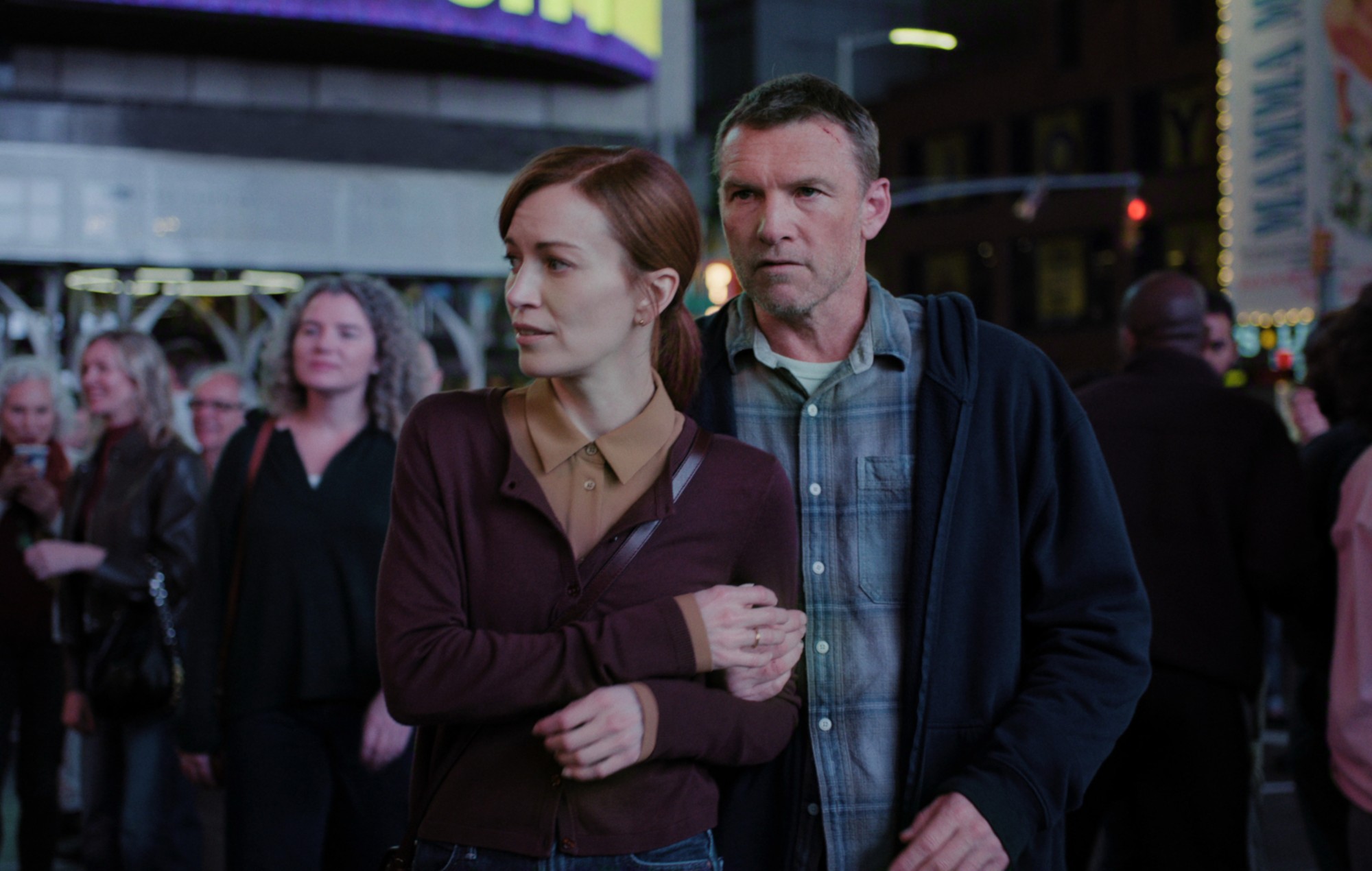 Britt Lower and Sam Worthington in I Will Find You