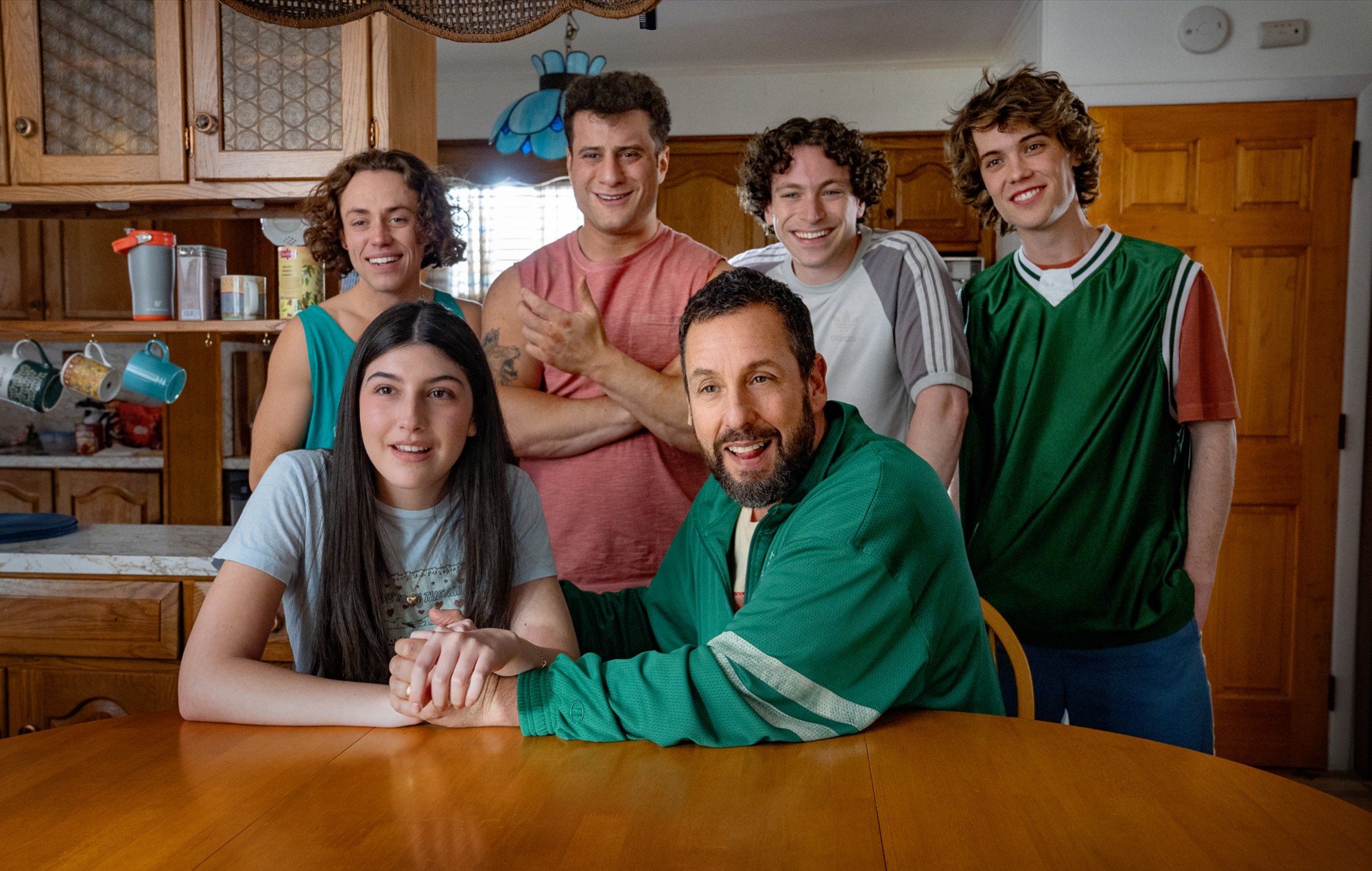 Sunny Sandler, Adam Sandler, Ethan Cutkosky, Maxwell Jacob Friedman, Philip Schneider, Conor Sherry in 'Happy Gilmore 2'