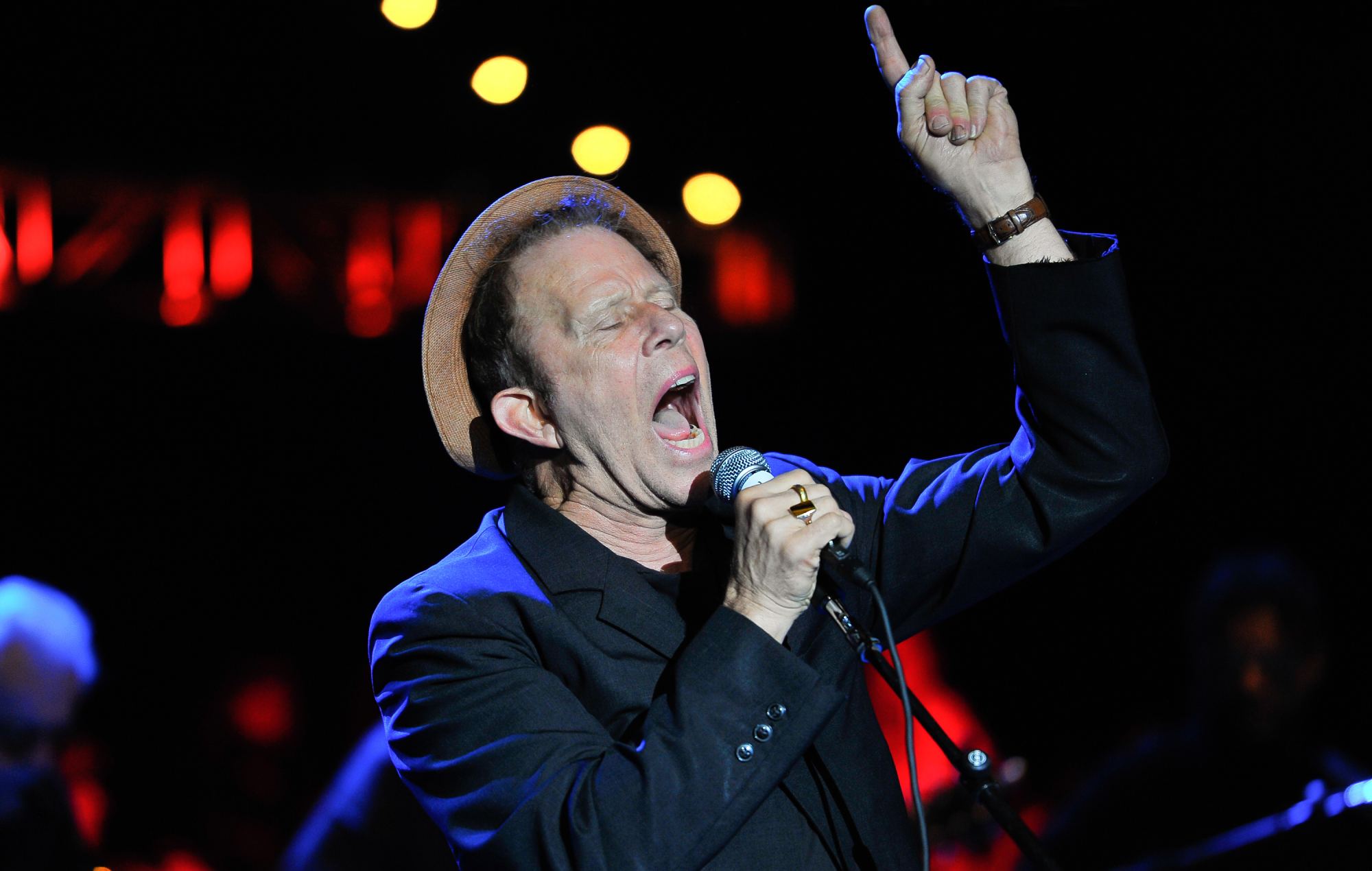 Tom Waits performs at the 27th Annual Bridge School Benefit concert at Shoreline Amphitheatre on October 27, 2013 in Mountain View, California. (Photo by Steve Jennings/WireImage)