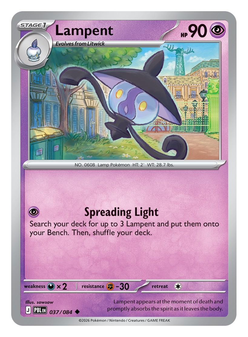Lampent 'Pitch Black' Pokémon card. 