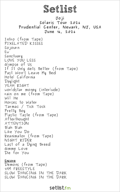 Joji Setlist North to Shore Festival, Solaris Tour 2026