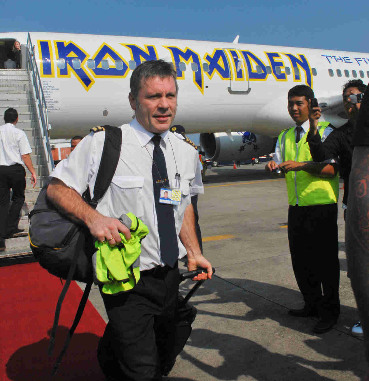 Iron Maiden”s Bruce Dickinson in pilot’s uniform in 2011