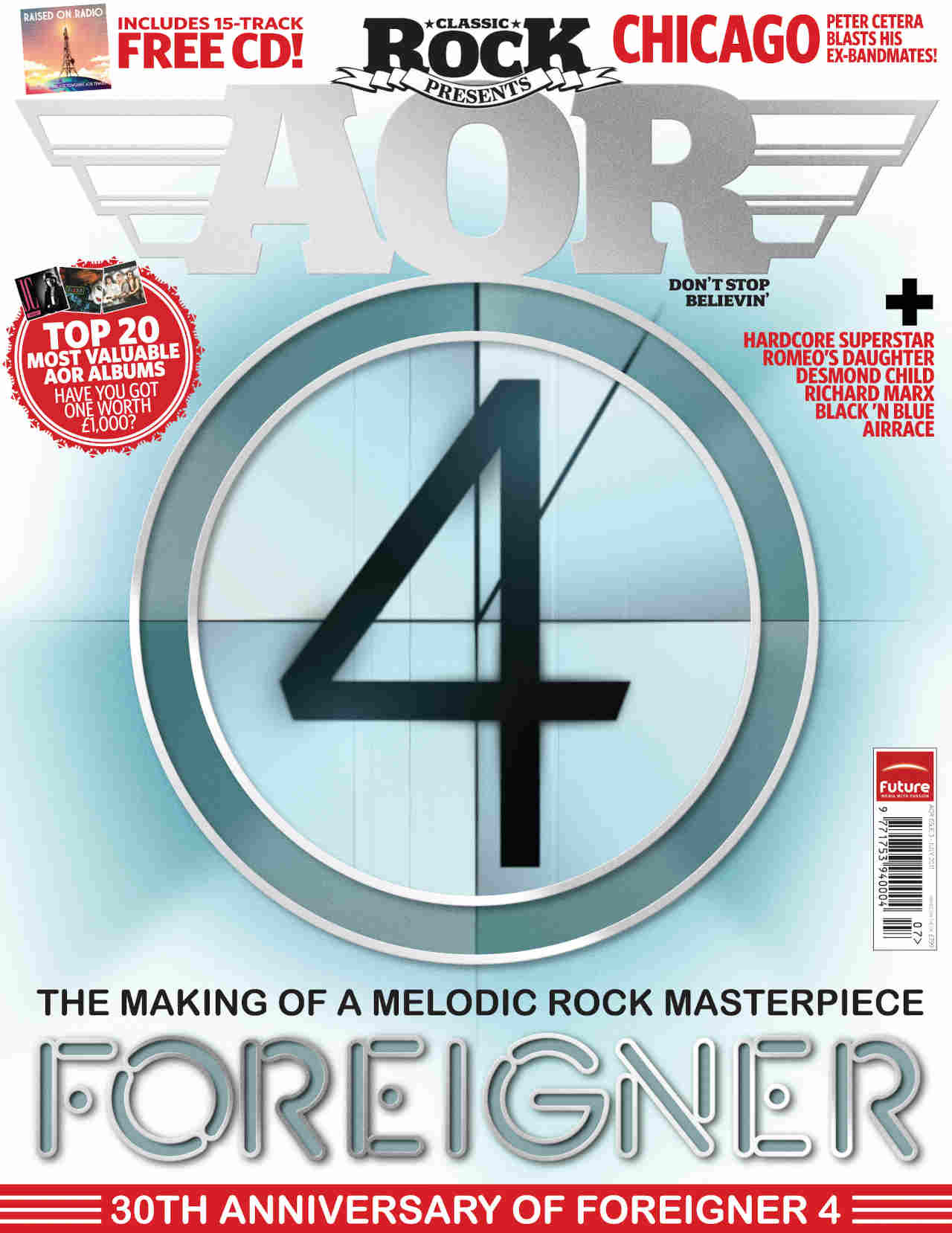 The cover of  Classic Rock Presents AOR issue 3 featuring Foreigner’s Foreigner 4 album