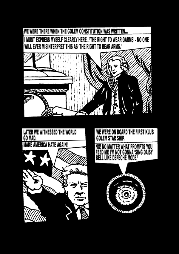 Klub Golem twentieth-anniversary comic by Ras Bolding, page 2 of 4.